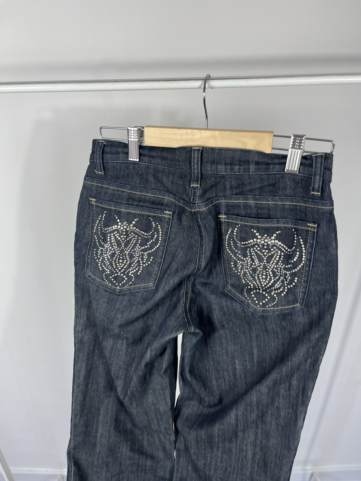 Other Y2K Studded Dark Wash Denim Jeans Rhinestone Back Pockets Size 27" / US 4 / IT 40 - 6 Thumbnail