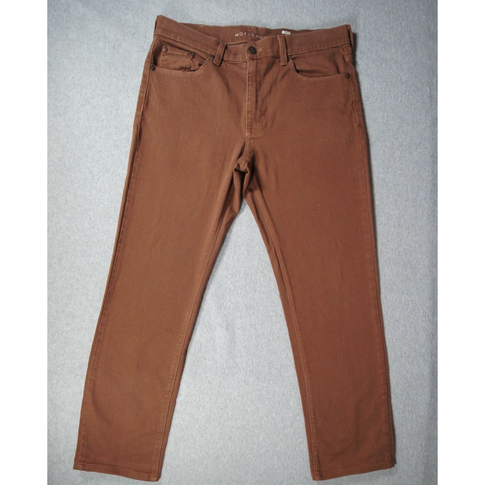 Mott & Bow Mott & Bow Jeans Mens 32x28 Brown Mercer Slim Stretch Twill Casual Jeans Pants Regular Straight Size US 32 / EU 48 - 2 Thumbnail