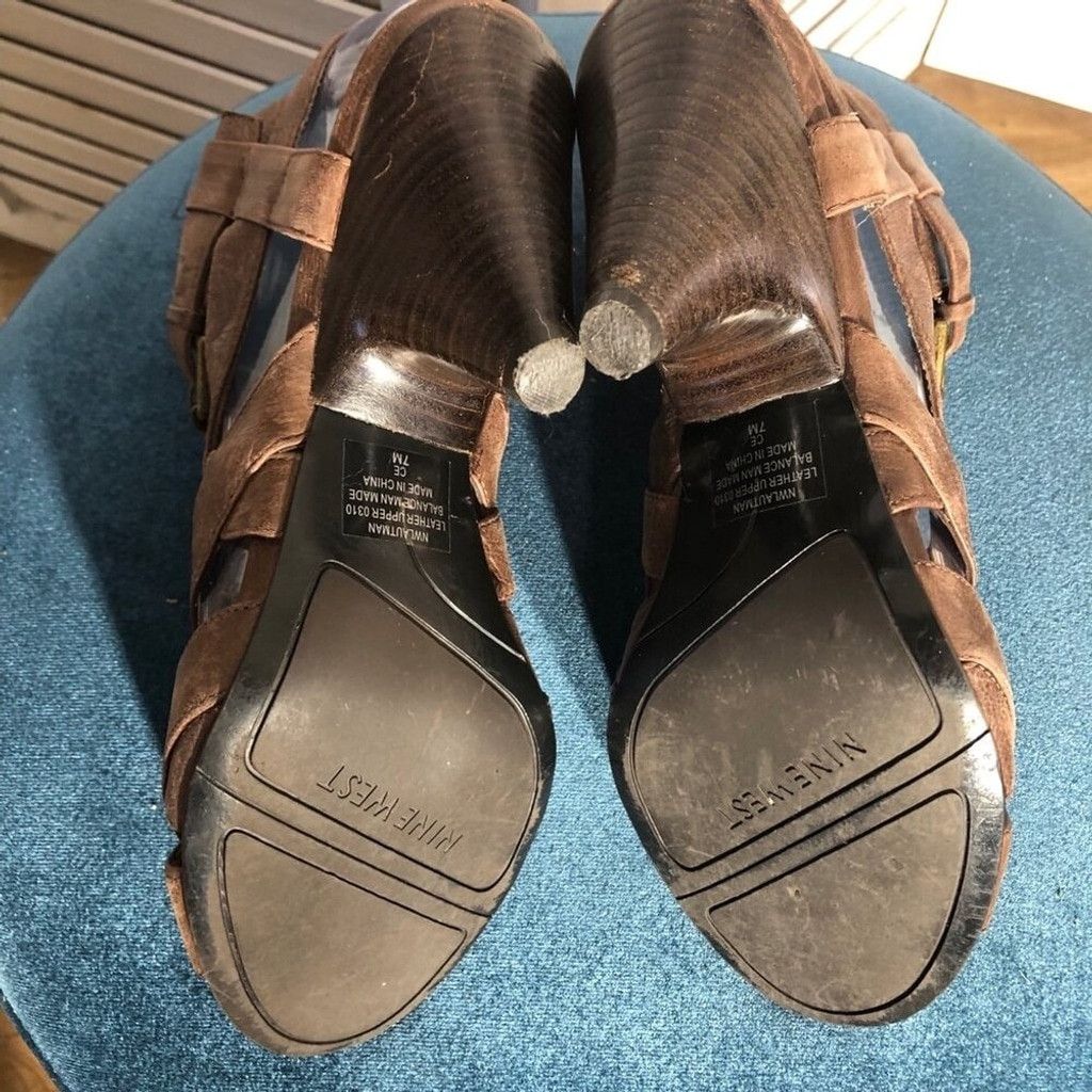 Nine West Nine West Gladiator Sandals Leather Buckle Closure Brown 7M Size US 7 / IT 37 - 7 Thumbnail
