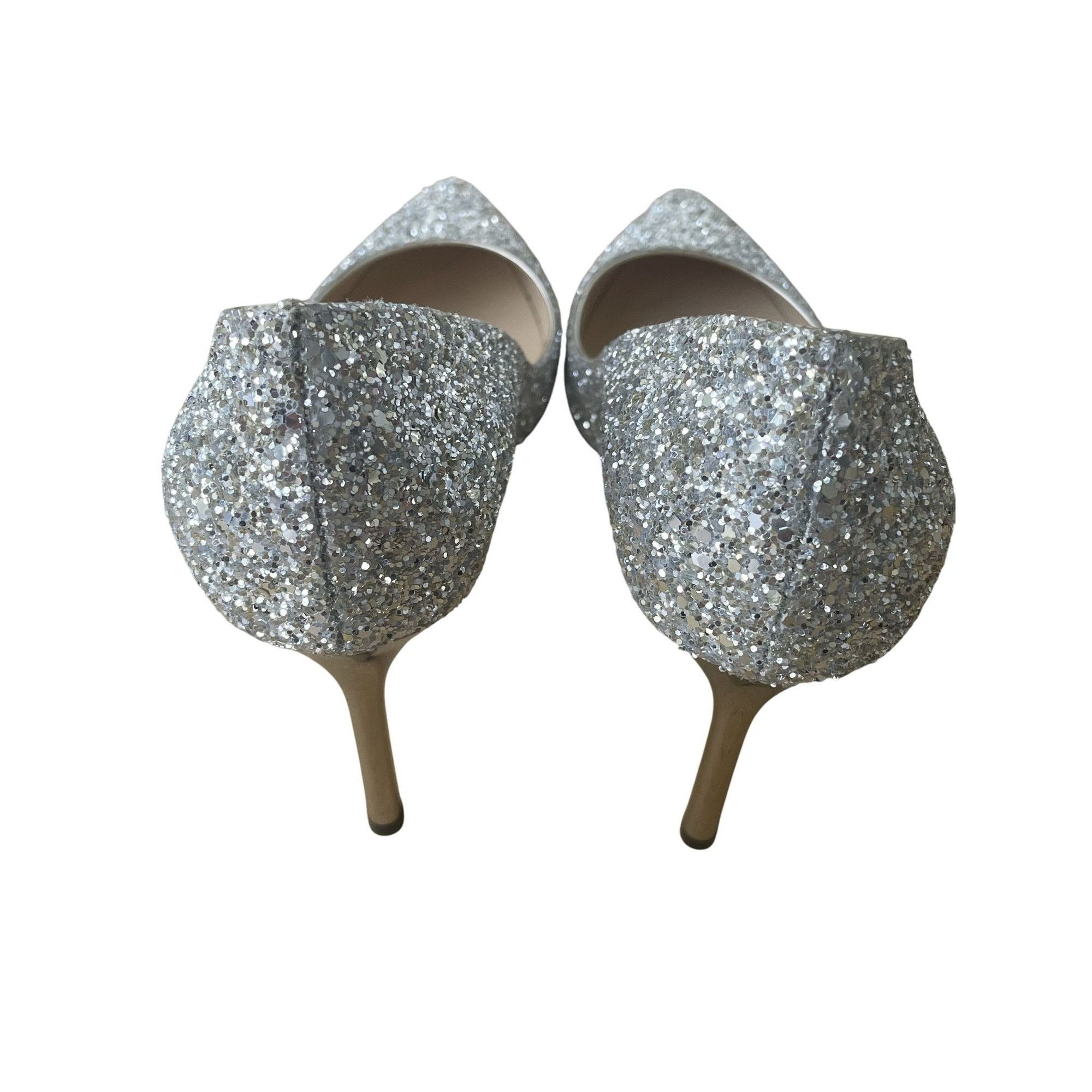 Jimmy Choo Jimmy Choo Romy 85 Silver Glitter Pointed Toe Pumps Womens H Size US 7 / IT 37 - 4 Thumbnail