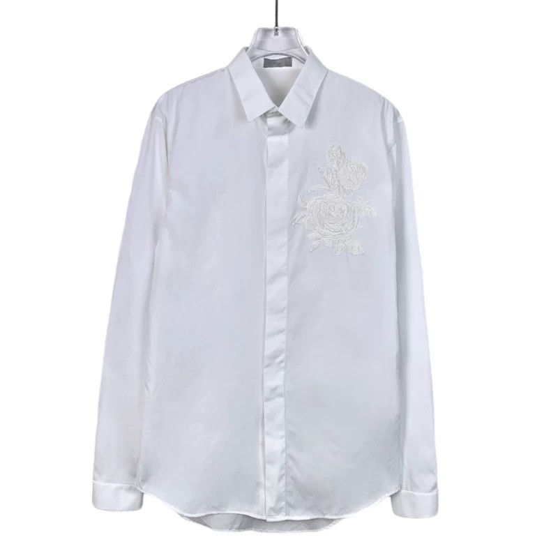 Dior Dior White floral embroidery cotton lapel long-sleeved shir Size US XS / EU 42 / 0 - 1 Thumbnail