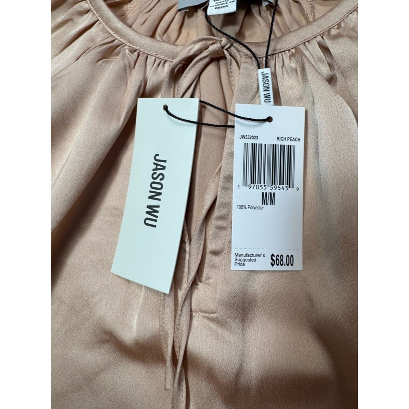 Jason Wu NWT New Jason Wu Tie Front Long Sleeve Satin Blouse In Rich Size M / US 6-8 / IT 42-44 - 7 Thumbnail