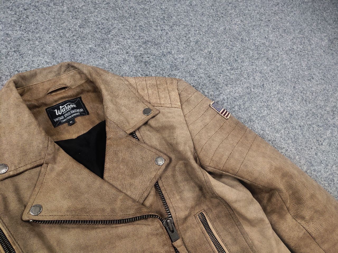 Vintage Vintage Warson Police Perfecto Lamb leather Zip Tan jacket Size L / US 10 / IT 46 - 5 Thumbnail