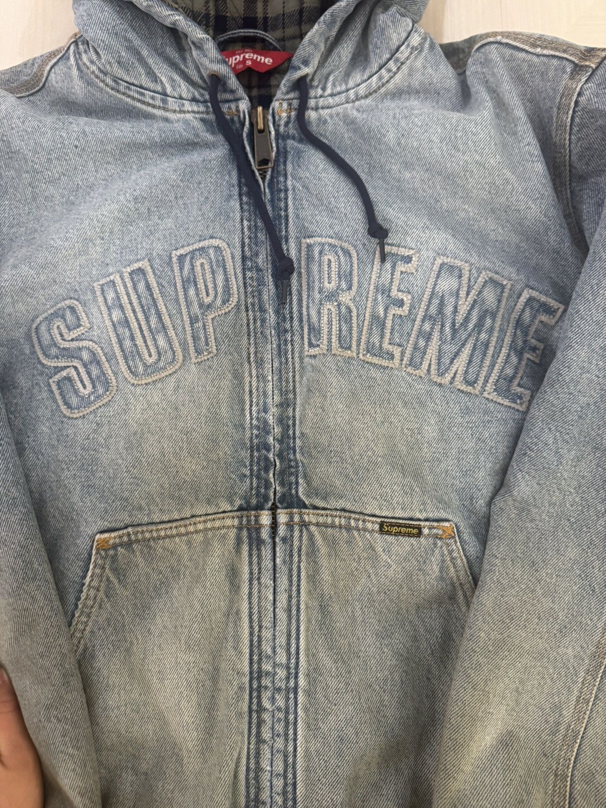 Supreme Supreme Reflective Arc Hooded Work Jacket Denim Sz S used Size US S / EU 44-46 / 1 - 3 Thumbnail