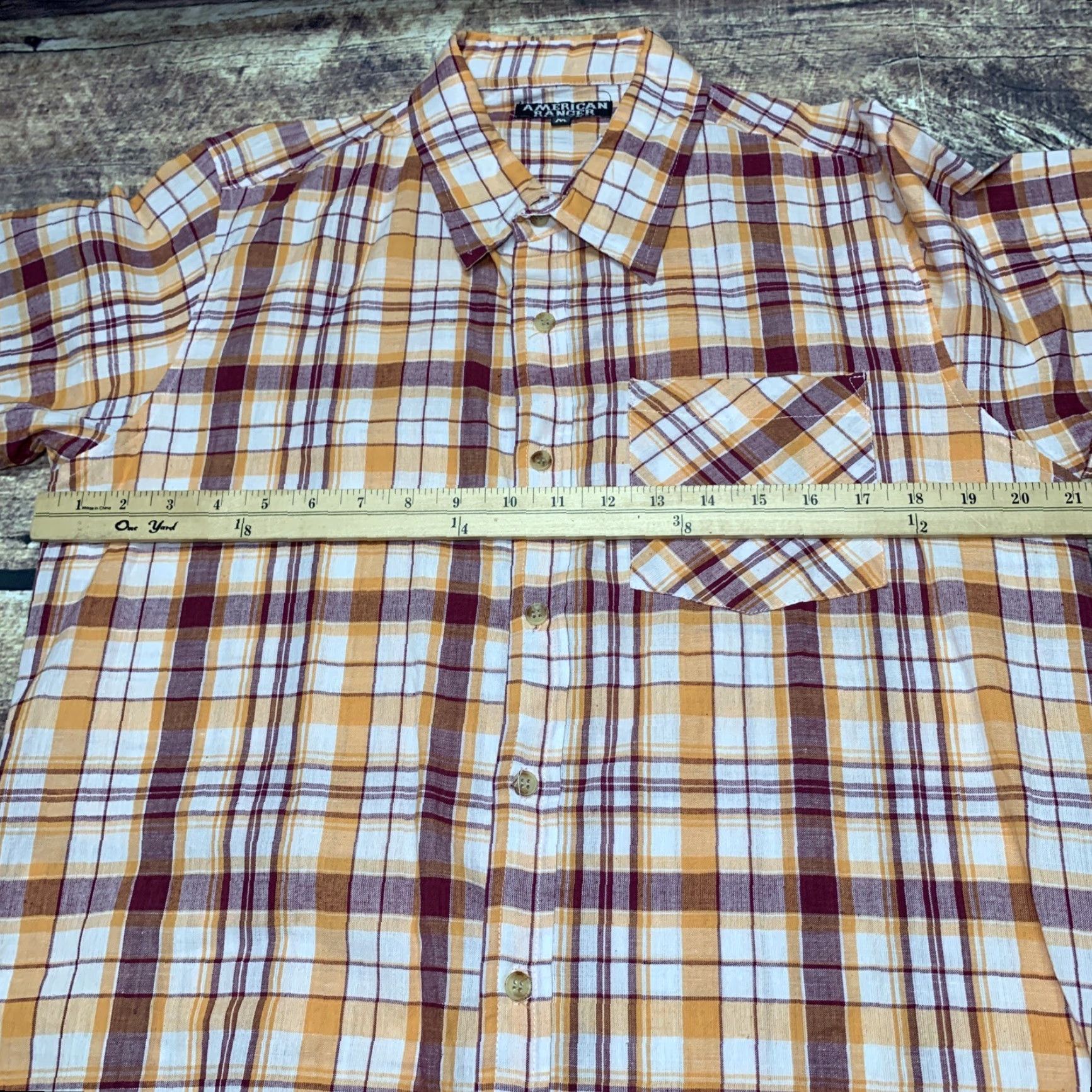 Vintage American Ranger Mens Western Short Sleeve Shirt Button Up Orange Plaid Size US M / EU 48-50 / 2 - 5 Thumbnail