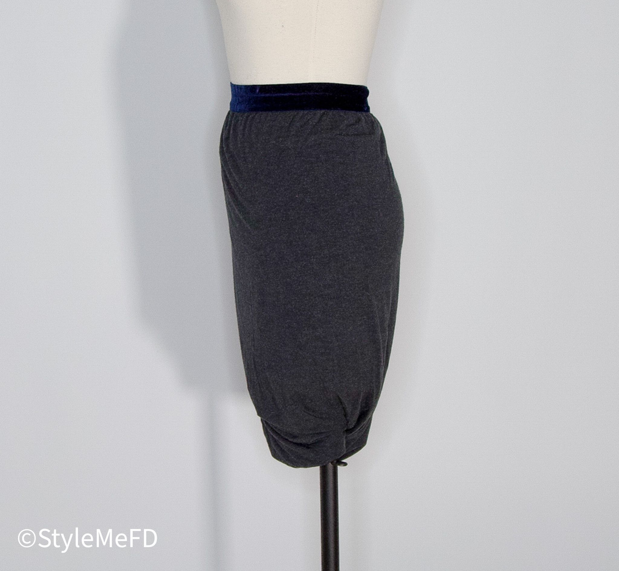 Alexander Wang T by Alexander Wang Grey Jersey Skirt w Navy Blue Detail Size 32" / US 10 / IT 46 - 2 Thumbnail