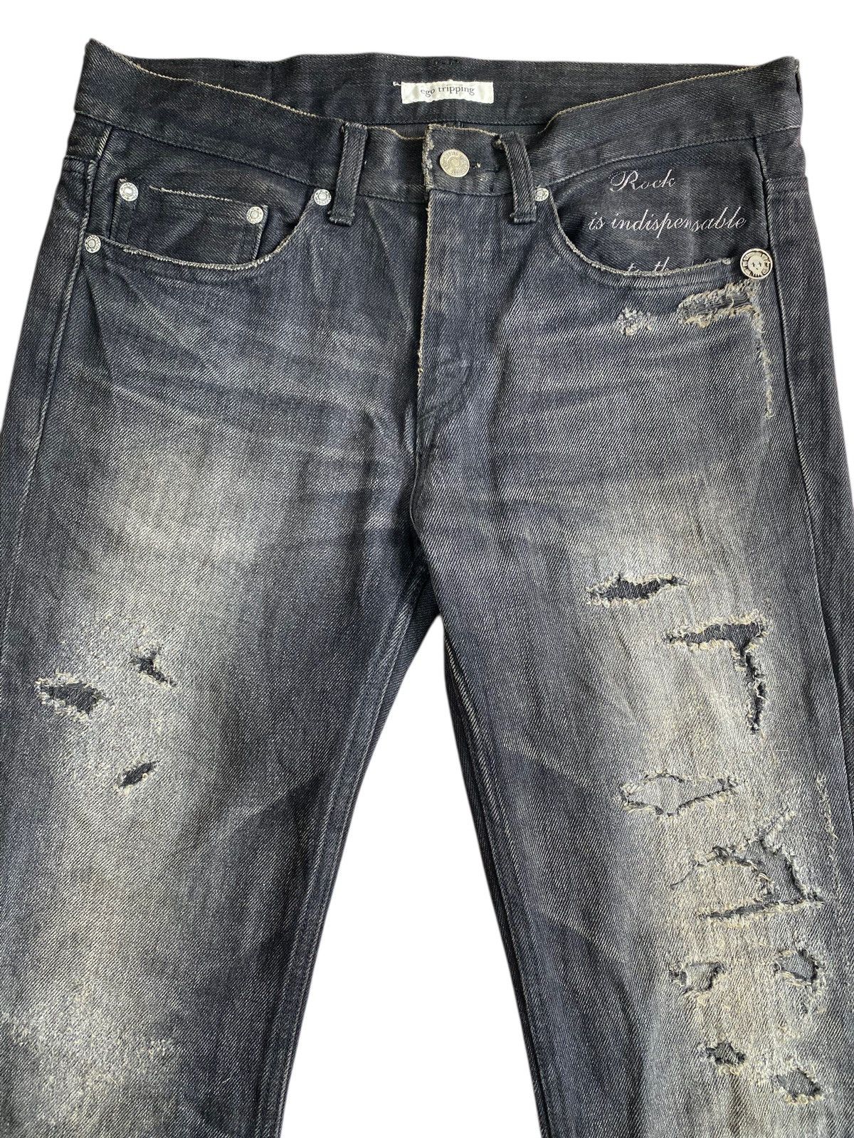 Japanese Brand Ego Tripping Japan Kurt Slim Fit Distressed Denim Size US 31 - 3 Thumbnail