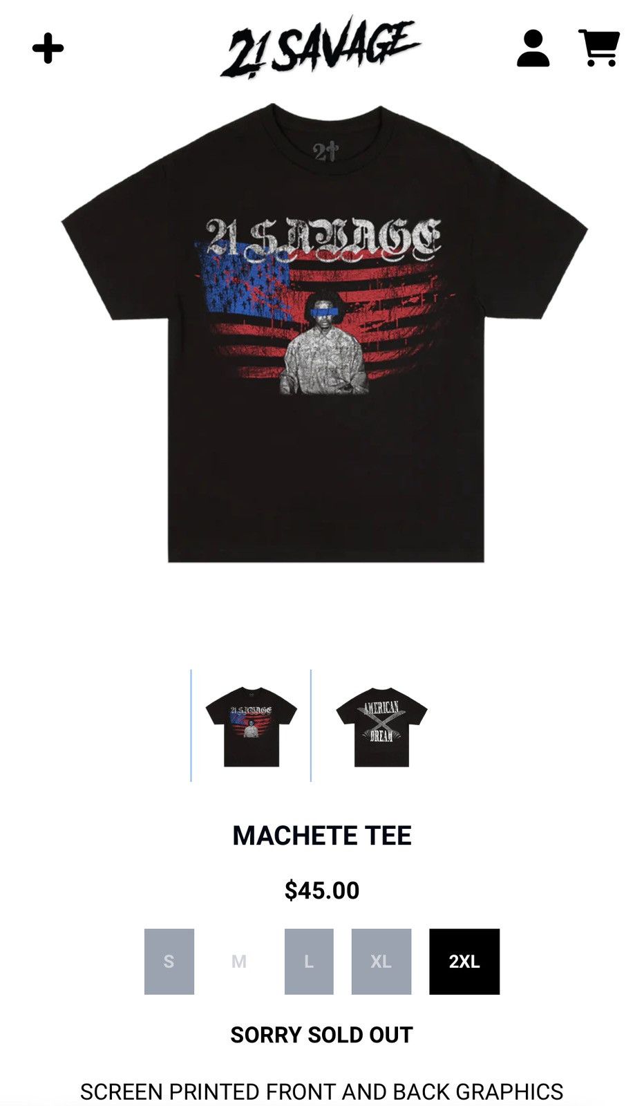 21 Savage SOLD OUT 21 Savage American Dream Machete Tee Size M Size US M / EU 48-50 / 2 - 1 Thumbnail