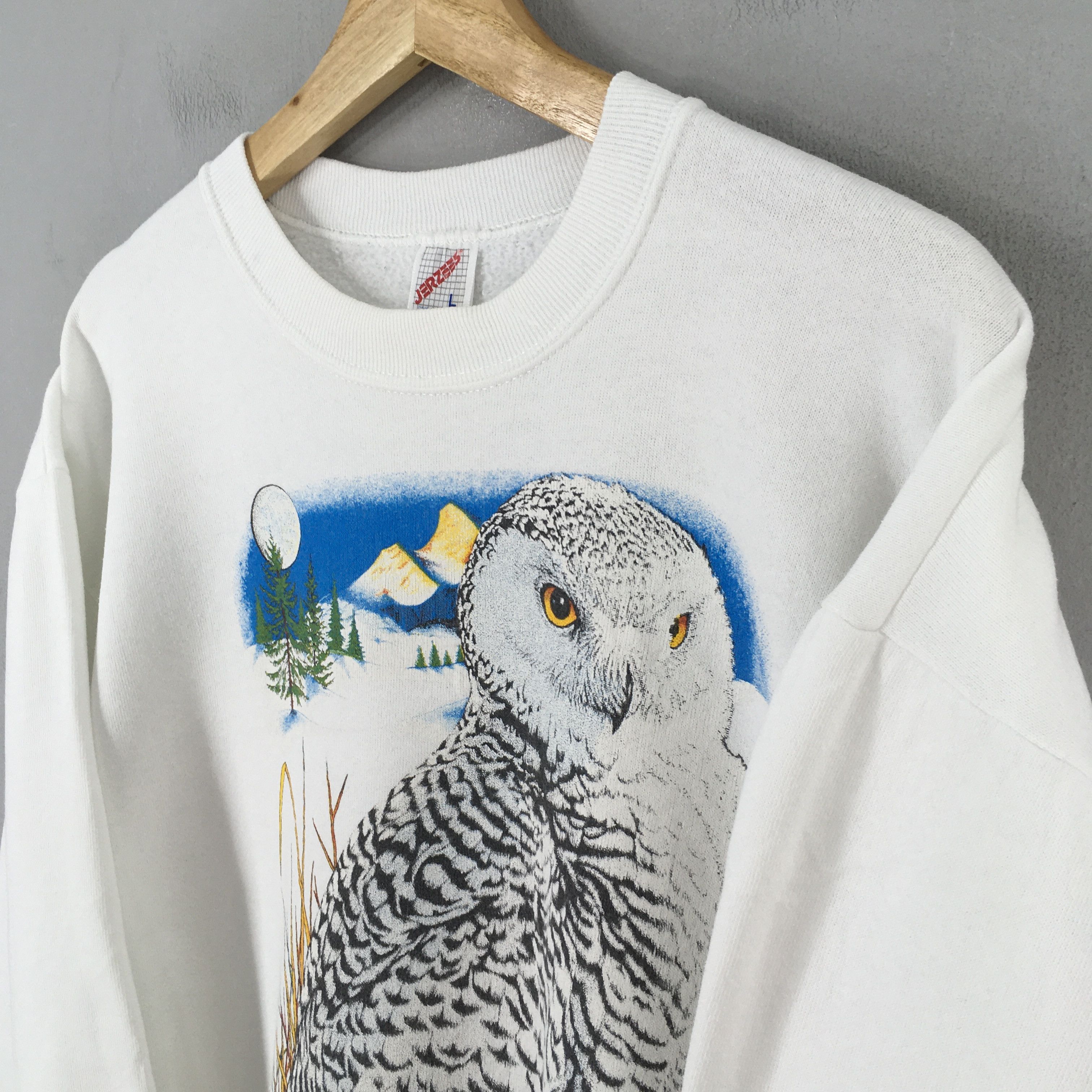 Habitat × Jerzees Vintage 90s Alaska Snowy Owl White Sweatshirt Large Size US L / EU 52-54 / 3 - 3 Thumbnail