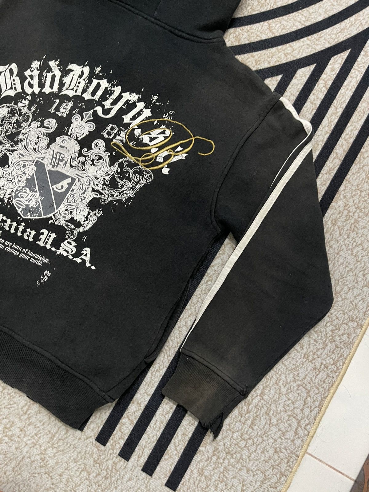 Japanese Brand 2000s BAD BOY FUR HOODIE ZIPPER SUN FADED DISTRESSED Size M / US 6-8 / IT 42-44 - 18 Thumbnail