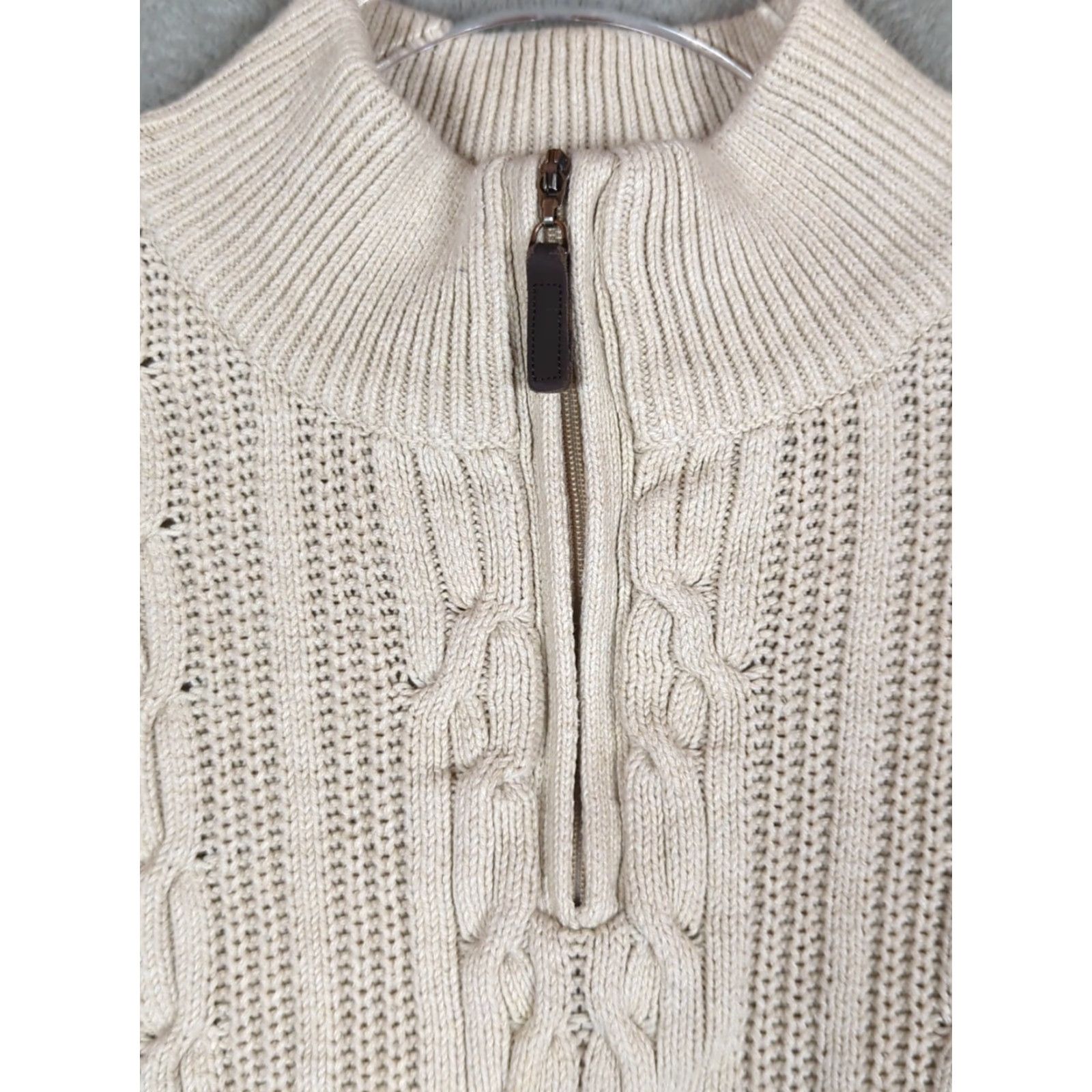 Tasso Elba Tasso Elba Sweater Mens XL Ivory Pullover Cable-Knit 1/4 Zip Mock Neck Long Sleeve Knit Cotton Size US XL / EU 56 / 4 - 3 Thumbnail