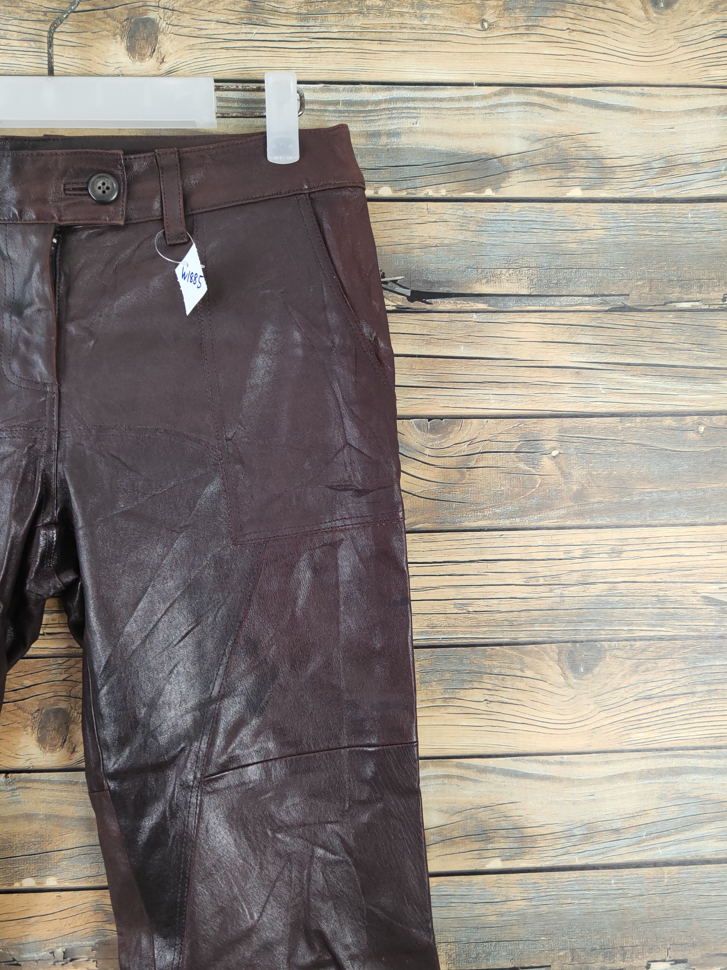 Leather DL Japan Vintage Dark Brown faded Leather lamb Pants #W1885 Size US 28 / EU 44 - 5 Thumbnail