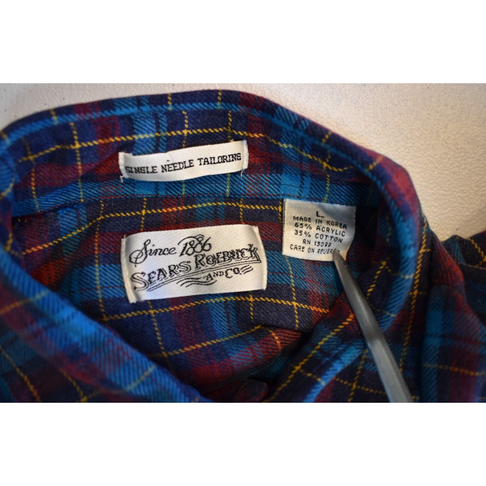 Sears VINTAGE Sears Roebuck Single Needle Tailoring Flannel Shirt Mens Fits Medium Shirt Size US M / EU 48-50 / 2 - 7 Thumbnail