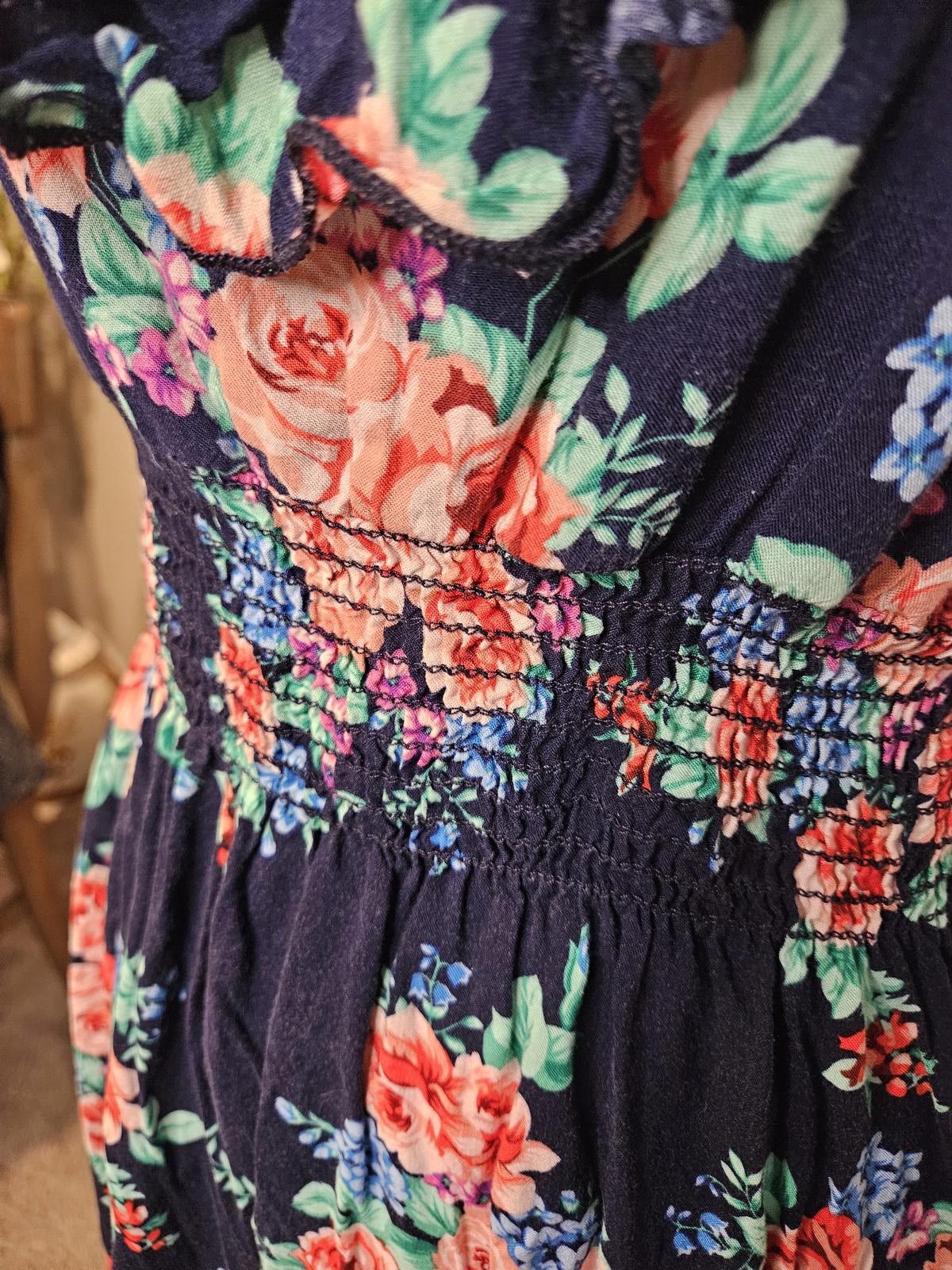 Designer Body Central Floral Ruffle Dress - Navy Blue Size S / US 4 / IT 40 - 5 Thumbnail