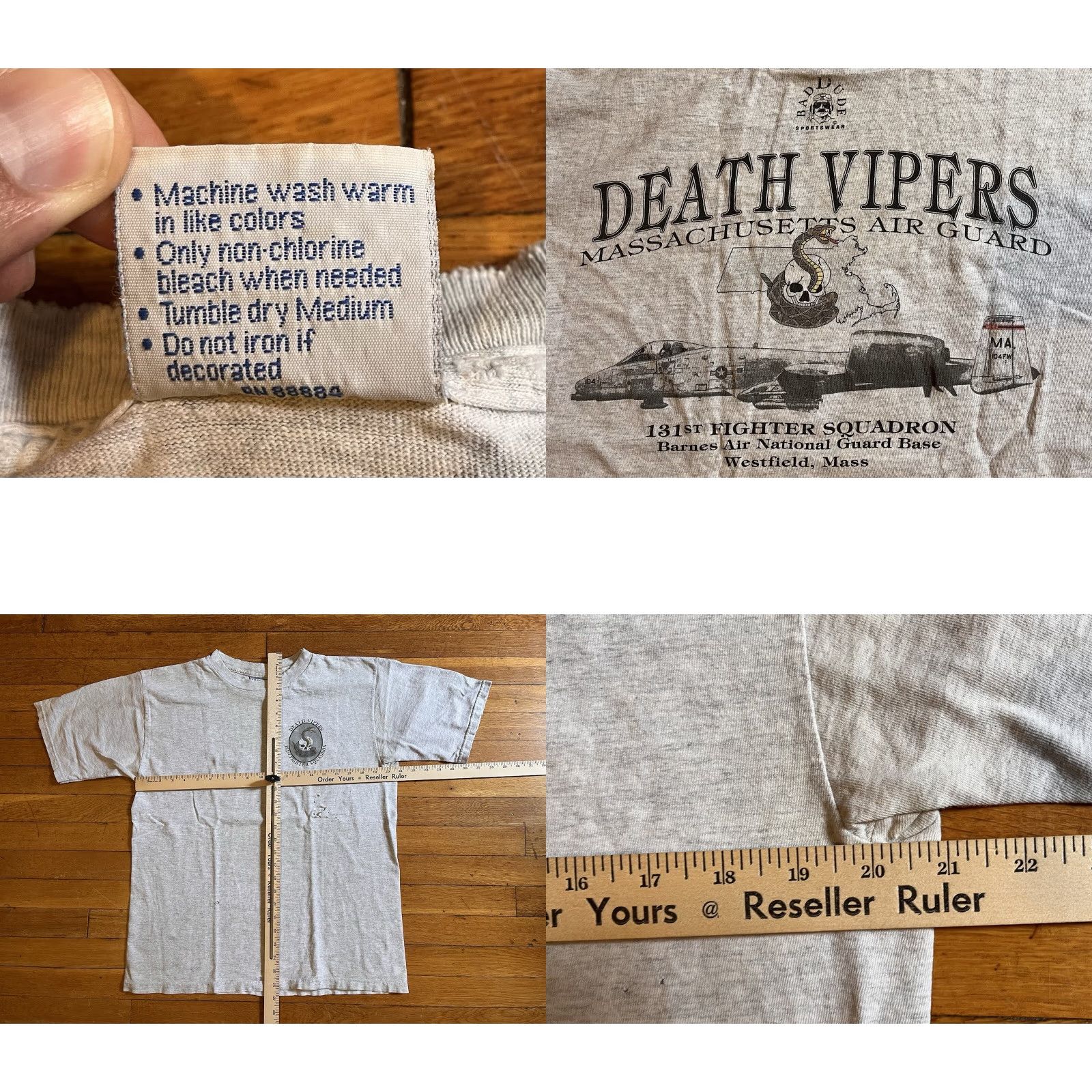 Vintage VINTAGE All Sport Death Vipers 131st Fighting Squadron Shirt Men’s Large Grey Distressed Size US L / EU 52-54 / 3 - 8 Thumbnail
