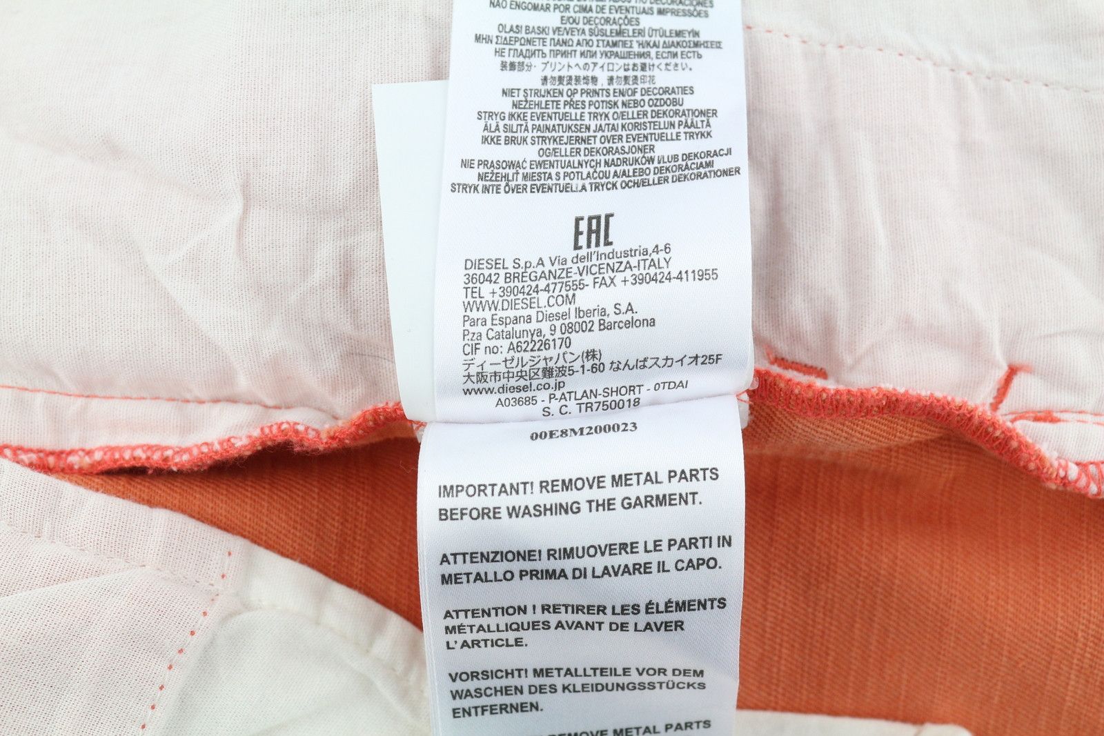 Diesel P-Atlan Men Shorts W32 Cargo Orange Fade Effect 41338 Size US 32 / EU 48 - 8 Thumbnail