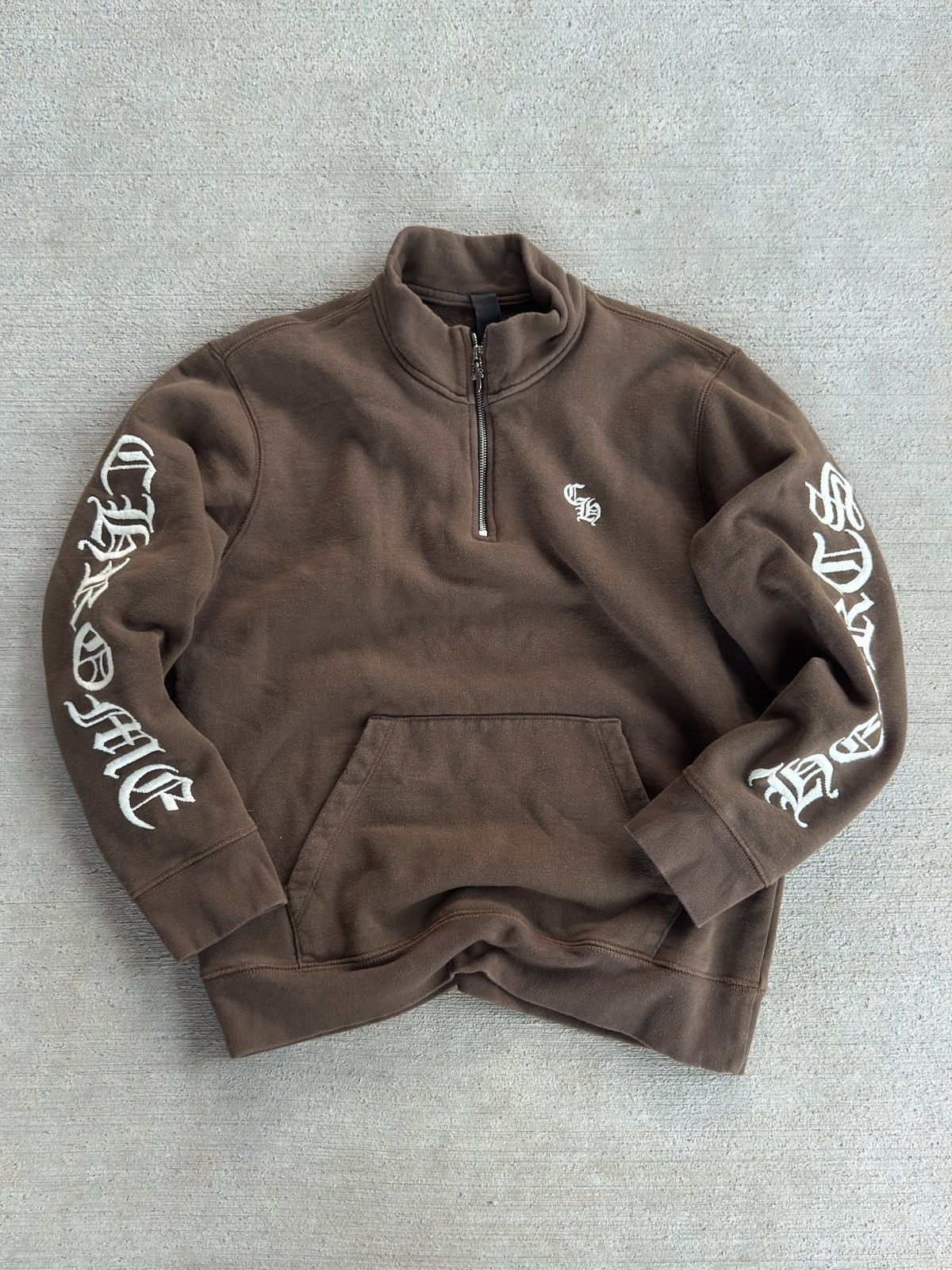 Chrome Hearts Script Logo Embroidery Half Zip Sweatshirt
