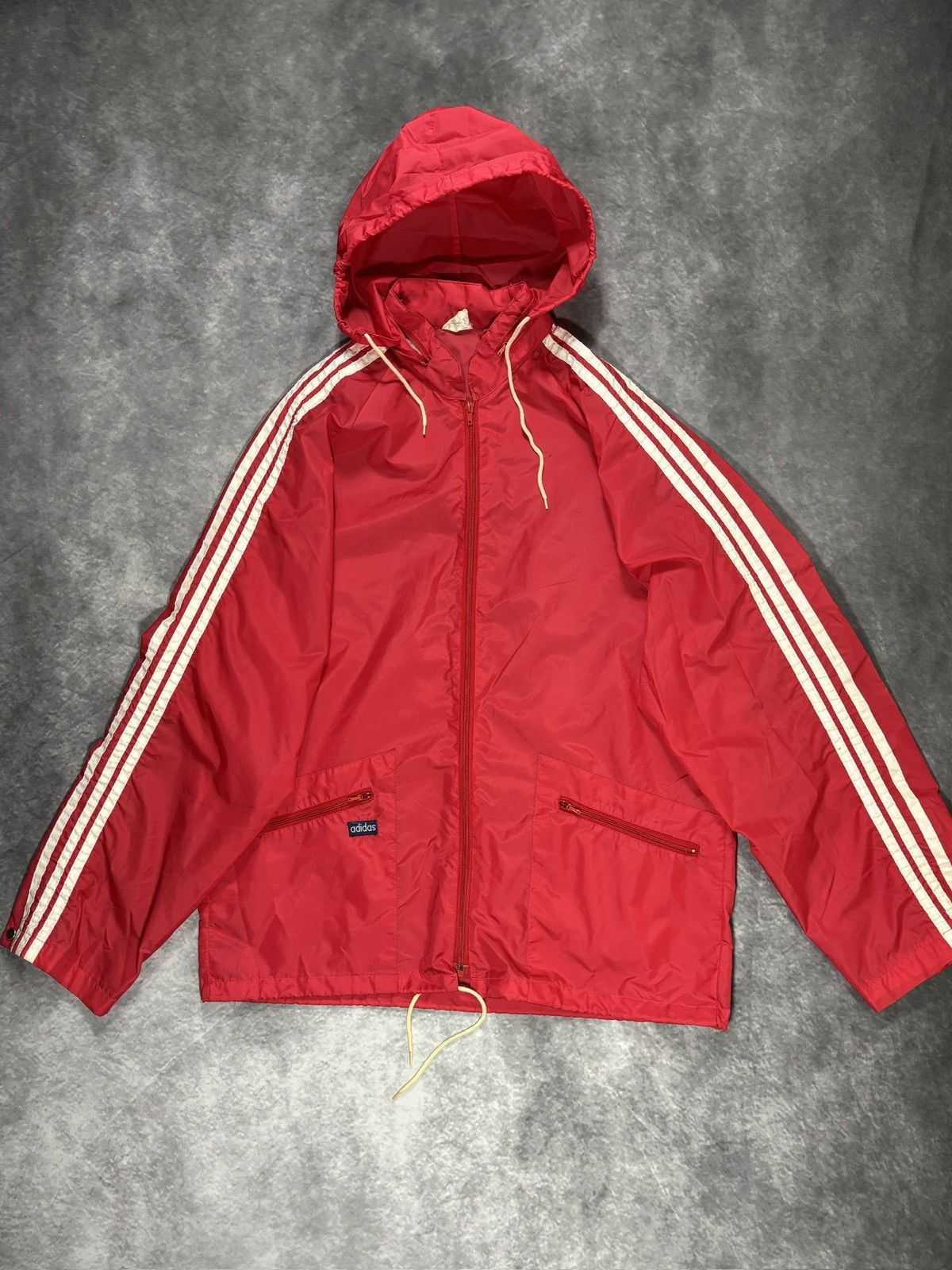 Adidas 1980s Adidas Windbreaker Vintage Track Jacket Hood 3 Stripe Size US M / EU 48-50 / 2 - 1 Thumbnail