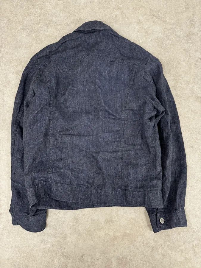 Givenchy 1990s Givenchy Navy Linen Trucker Jacket Size US M / EU 48-50 / 2 - 4 Thumbnail