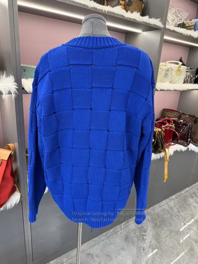 Louis Vuitton Louis Vuitton Klein Blue Woven Checker Sweater Size US L / EU 52-54 / 3 - 6 Thumbnail