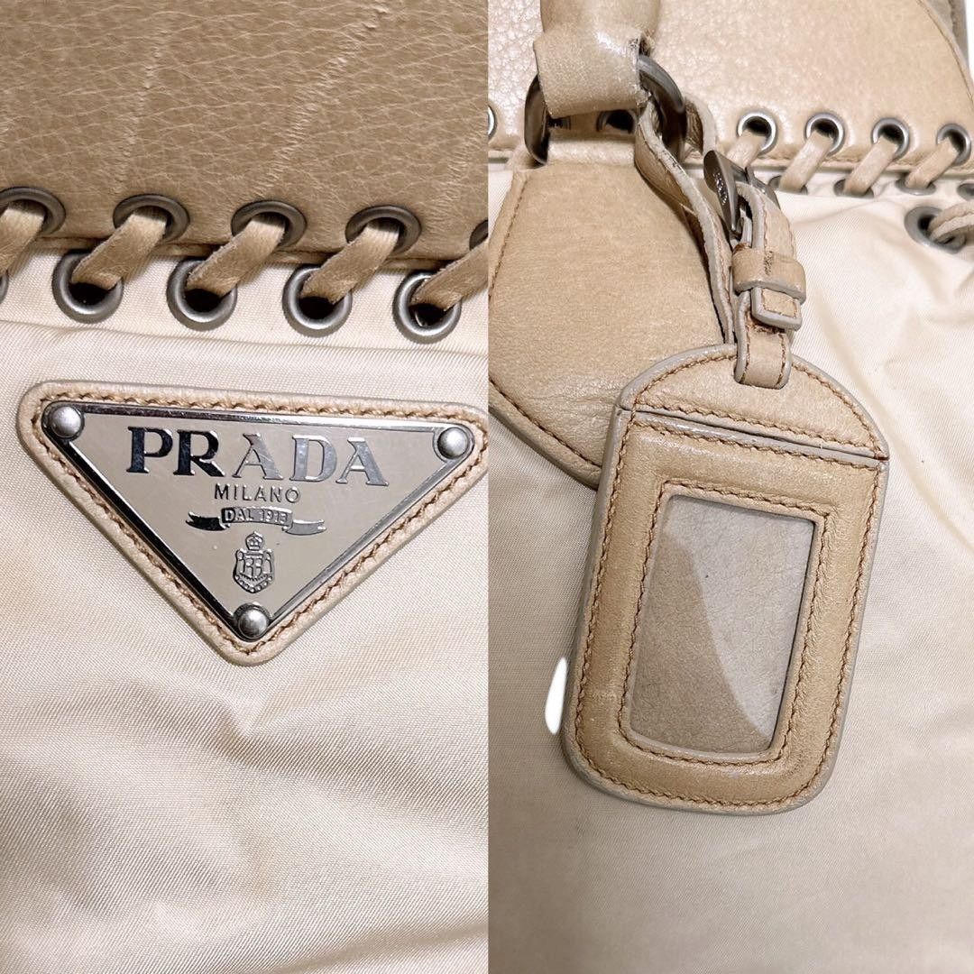 Prada Prada - Handbag Beige Leather Shoulder Bag Triangle Logo Size ONE SIZE - 5 Thumbnail