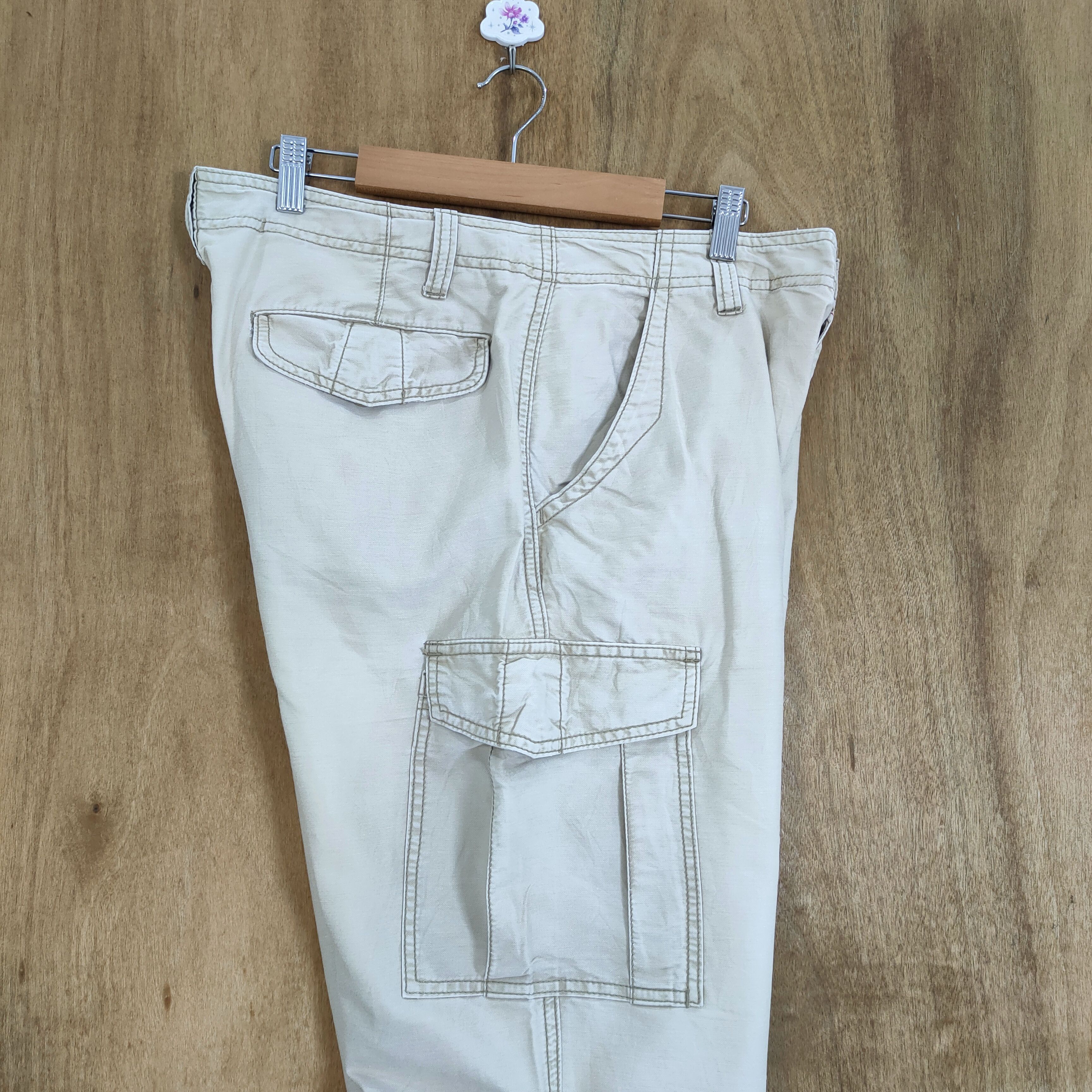 Japanese Brand × Numbers VINTAGE BACK NUMBER WHITE YELLOW BAGGY CARGO PANTS Size US 34 / EU 50 - 14 Thumbnail