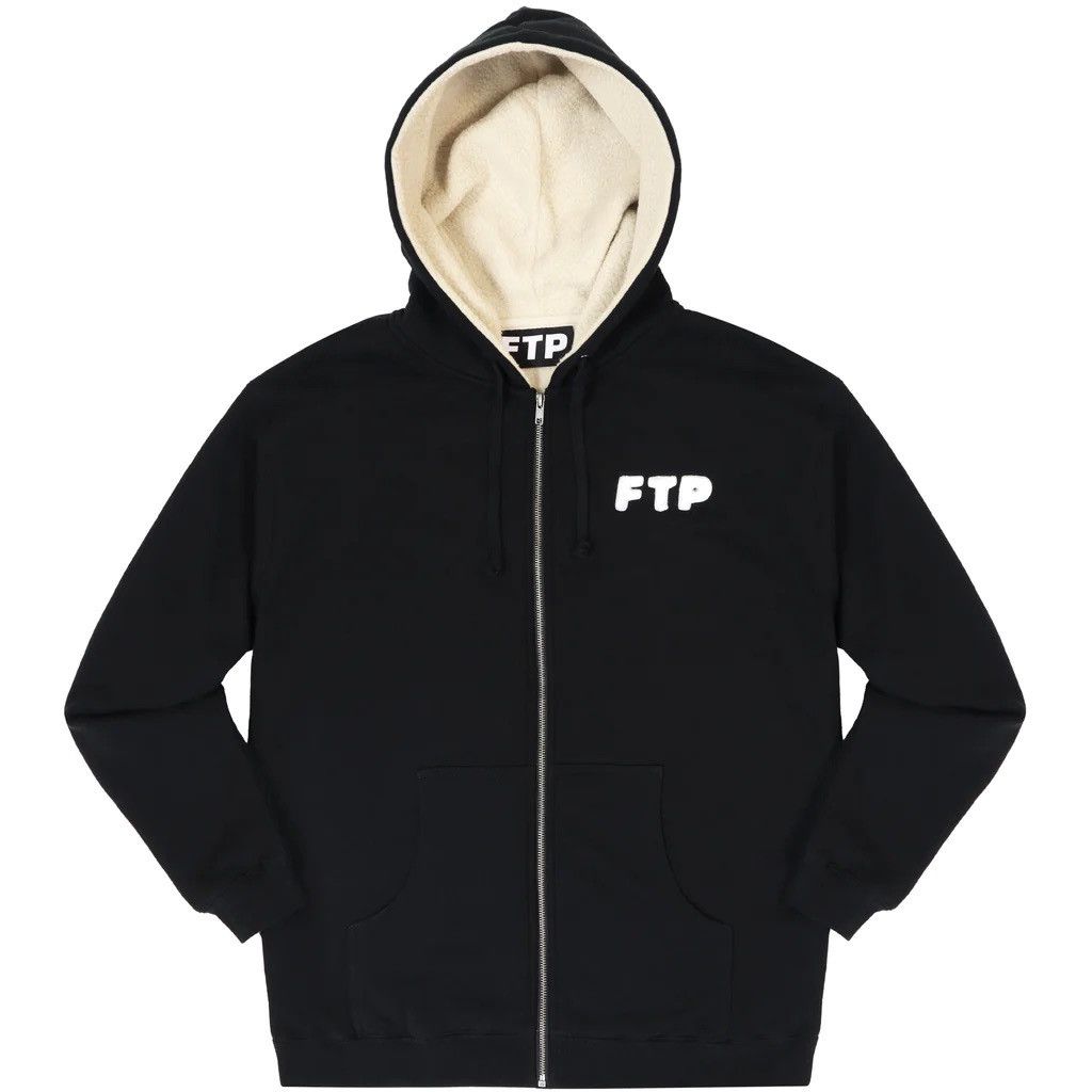 image of Fuck The Population Ftp Chenille Logo Zip Hoodie Black, Men's (Size Large)
