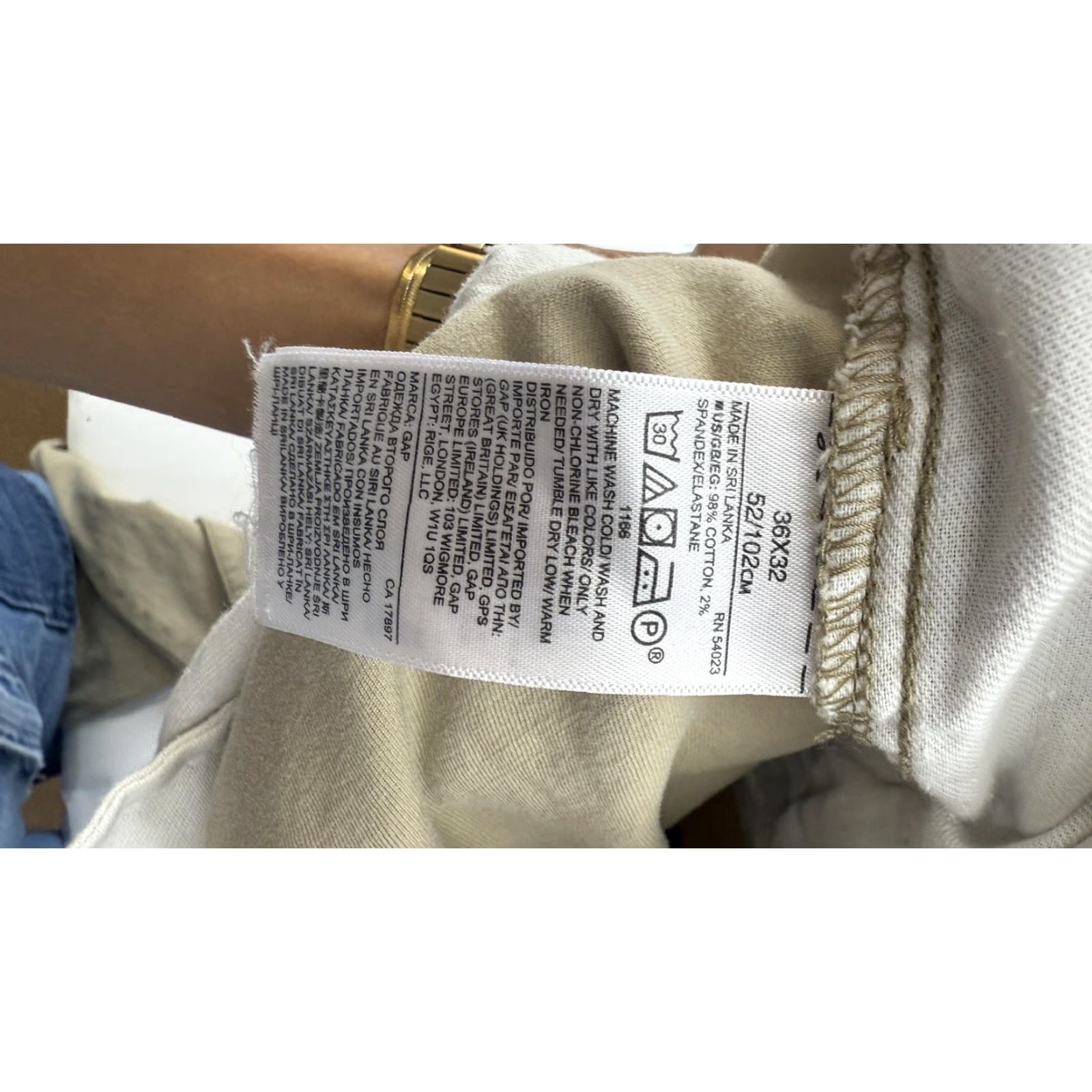 Gap GAP Pants Mens 36x32 Beige Slim Fit Chino Casual Stretch Cotton Blend Trousers Size US 36 / EU 52 - 5 Thumbnail