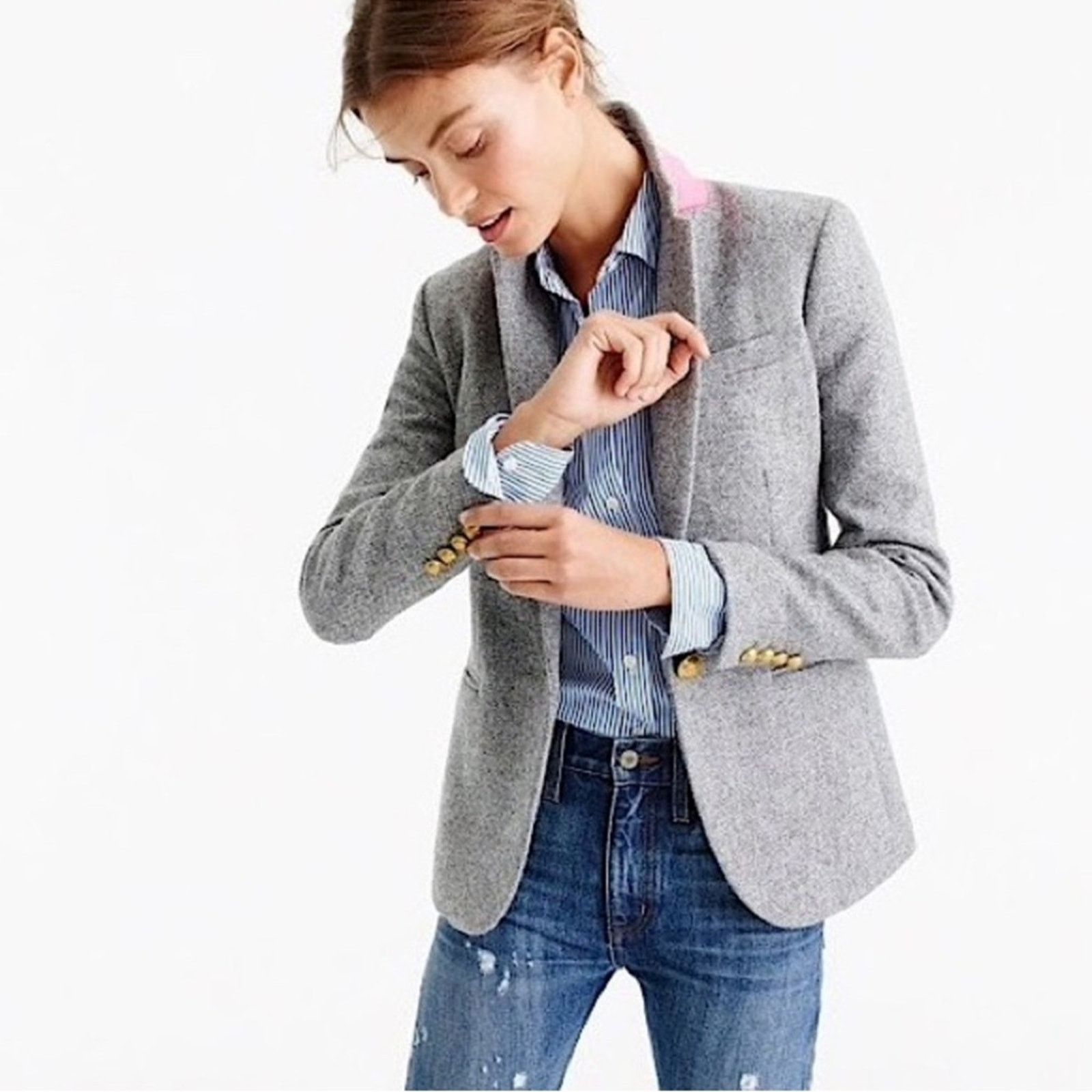 J.Crew RARE J.Crew Campbell Donegal Blazer Wool Grey Size S / US 4 / IT 40 - 1 Thumbnail