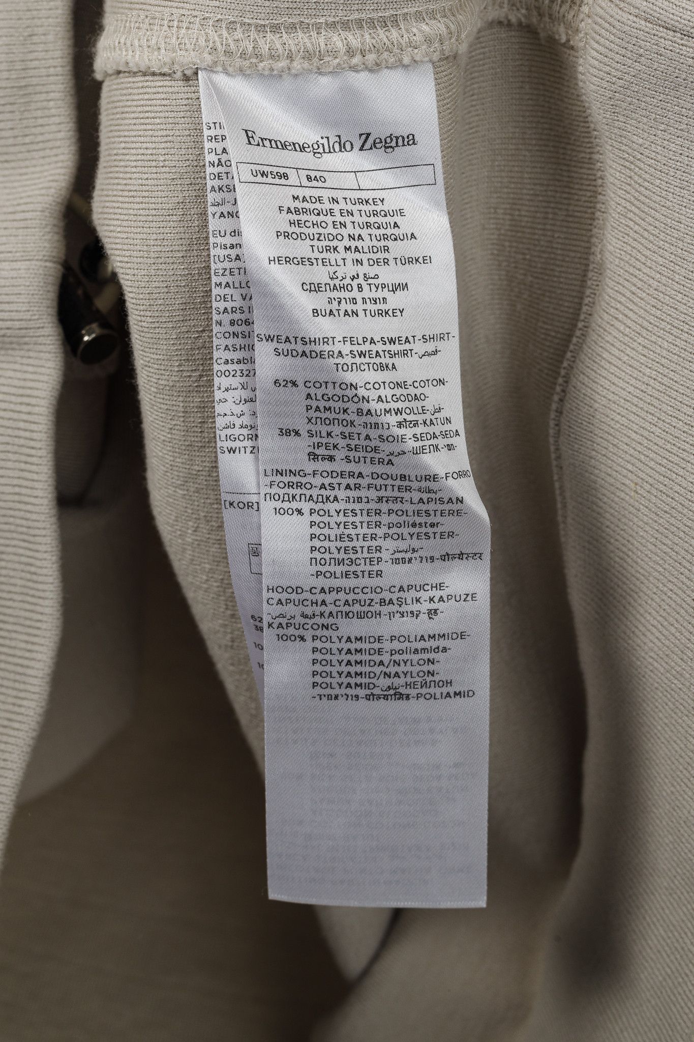 Ermenegildo Zegna Ermenegildo Zegna Cotton Concealed Hood Sweatshirt Size US L / EU 52-54 / 3 - 9 Thumbnail