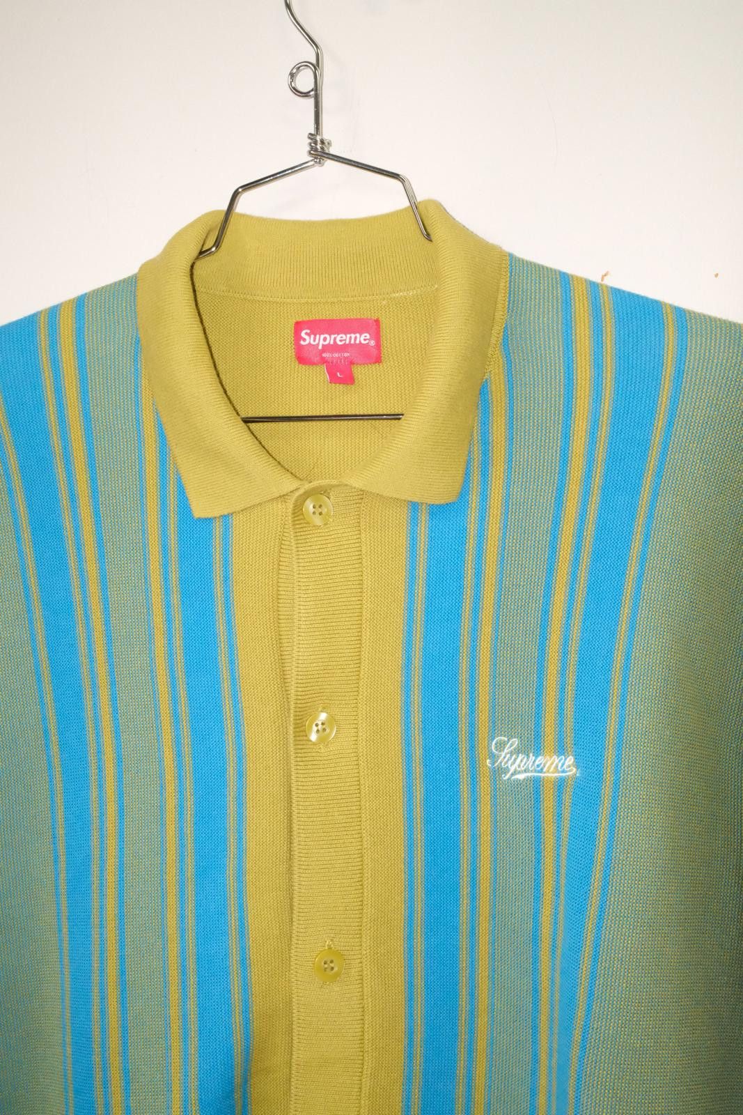 Supreme 2022' Supreme Stripe Dusty Lime Short Sleeve Polo Size ONE SIZE - 3 Thumbnail