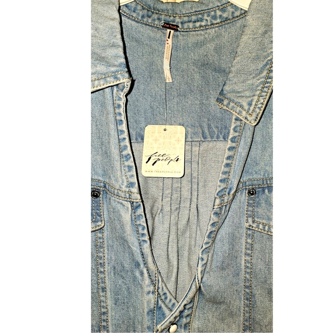 Free People New FREE PEOPLE Rowley Denim Mini Dress $168 LARGE Blue Size L / US 10 / IT 46 - 7 Thumbnail