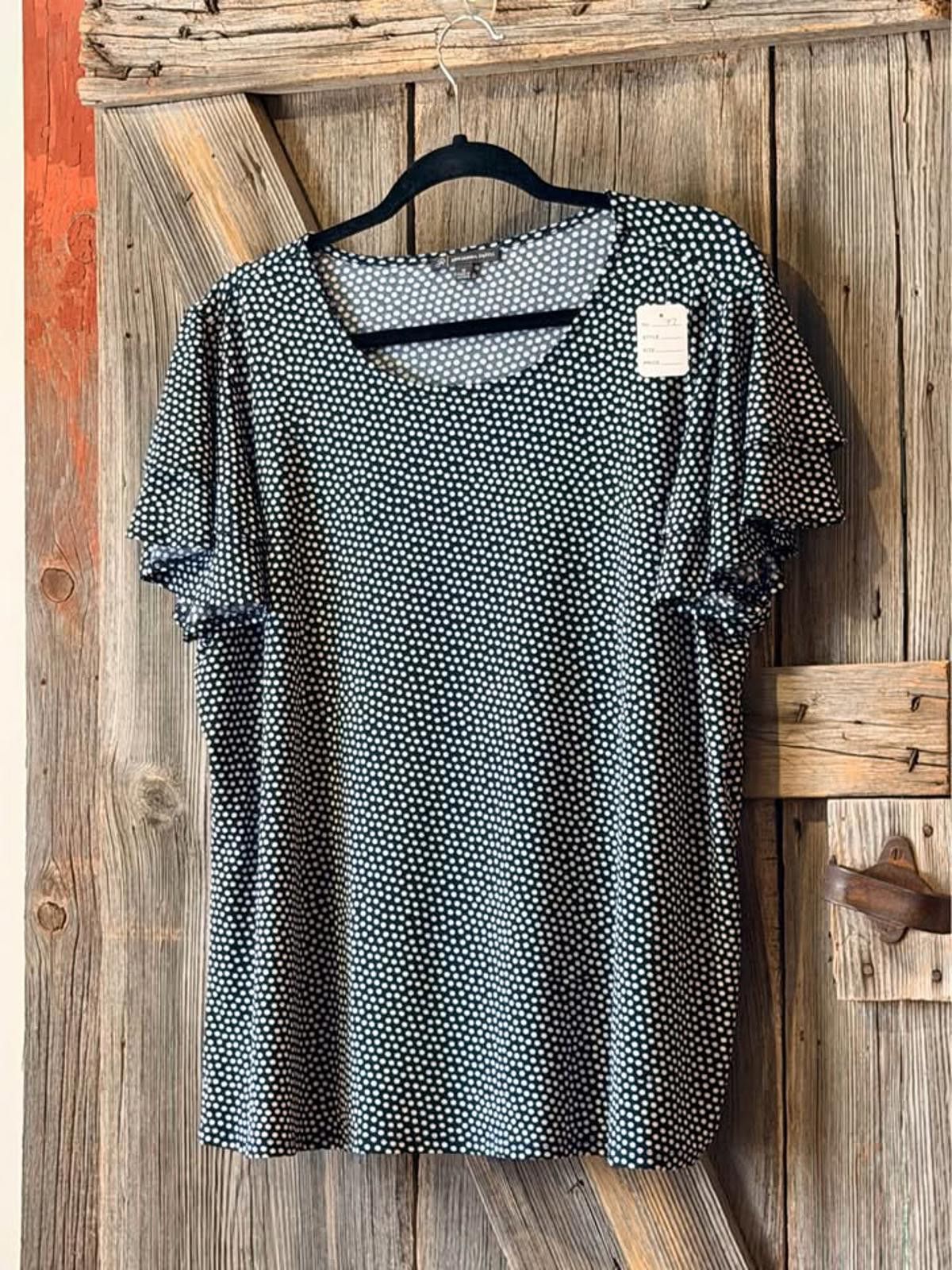 Other Adrianna Papell Navy Polka Dot Top 1X Size XL / US 12-14 / IT 48-50 - 1 Thumbnail