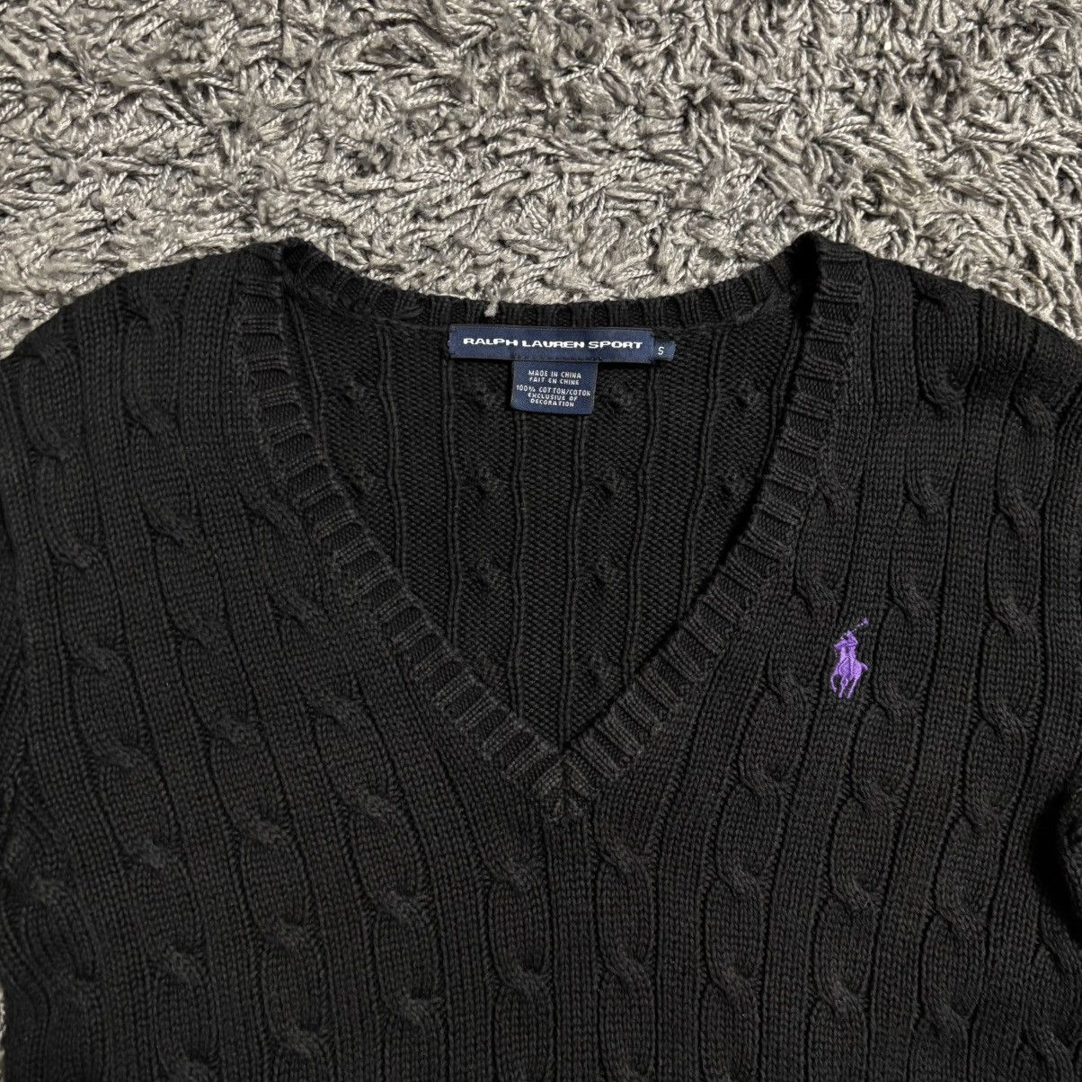 Ralph Lauren Ralph Lauren Sport Black Cable Knit V-Neck Purple Size S Size S / US 4 / IT 40 - 2 Thumbnail