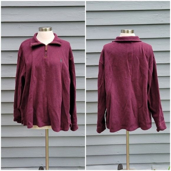 Ralph Lauren Vintage 90s y2k Polo Ralph Lauren Burgundy Cotton Quarter 1/ Size XL / US 12-14 / IT 48-50 - 1 Thumbnail