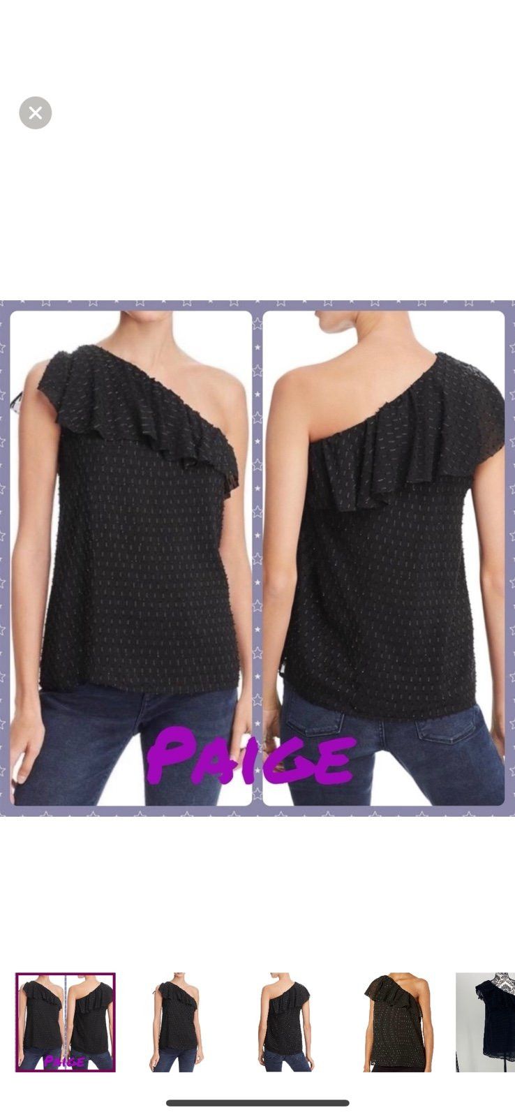 Paige Paige Womens Shandi Silk Metallic Pullover Top ruffle one s Size M / US 6-8 / IT 42-44 - 1 Thumbnail