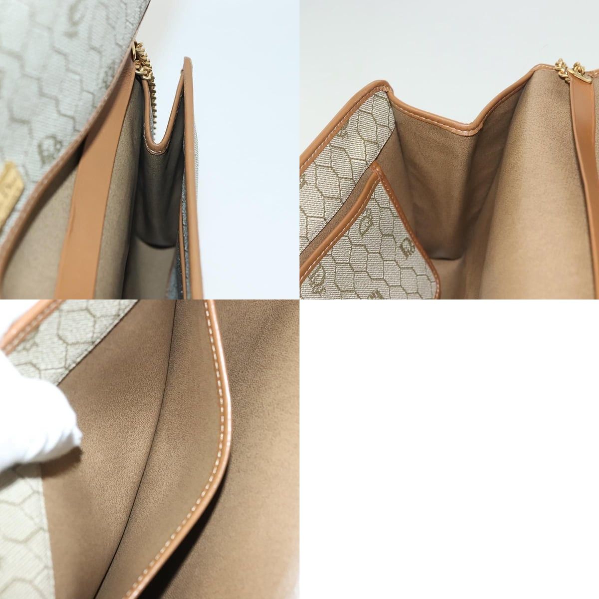Dior DIOR Honeycomb Canvas Chain Shoulder Bag Pvc Beige Gold Size ONE SIZE - 12 Thumbnail