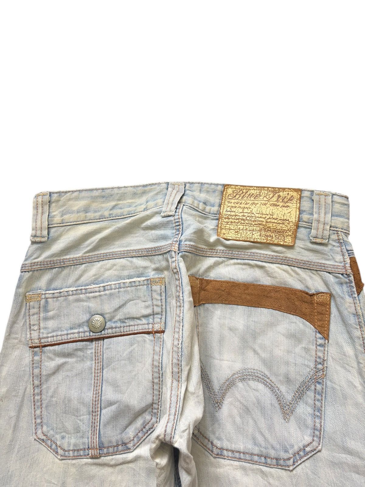 Edwin Vintage Edwin Blue Trip Faded Wash Cargo Distressed Jeans Size US 31 - 4 Thumbnail