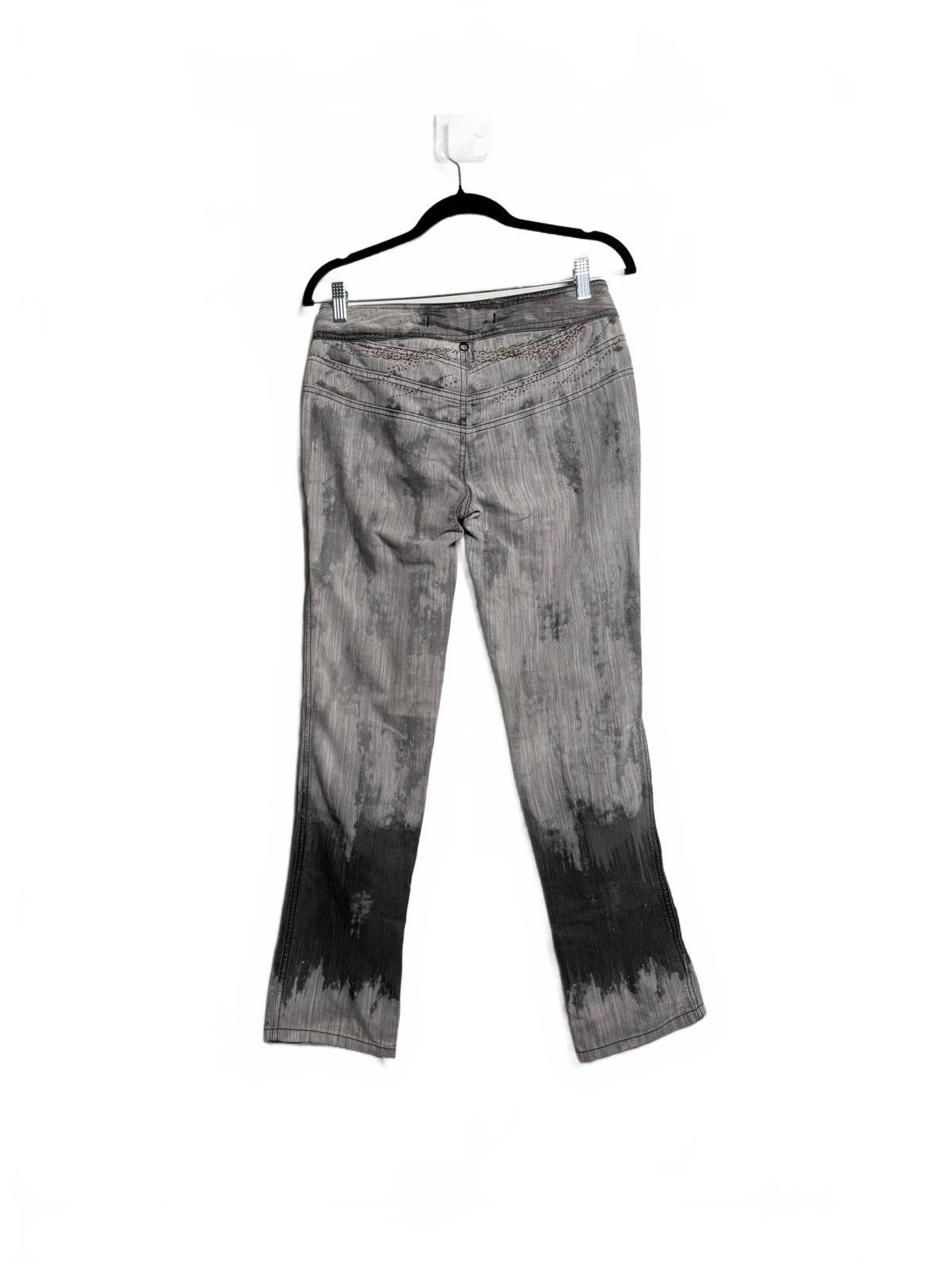 Express Vintage 2000s Y2K Gray Graphic Jeans Boot Cut Size 28" / US 6 / IT 42 - 4 Thumbnail