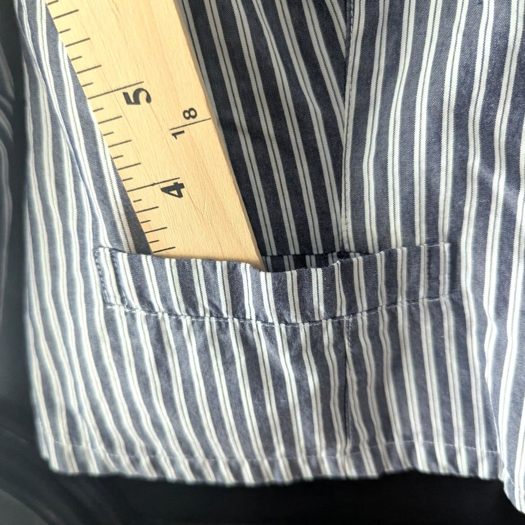 Vintage Dana B and Karen Striped Jacket Women's Size 6 Blue White Zip Front Collared Short Sleeve Elastic Waist Casual Workwear) Size M / US 6-8 / IT 42-44 - 4 Thumbnail