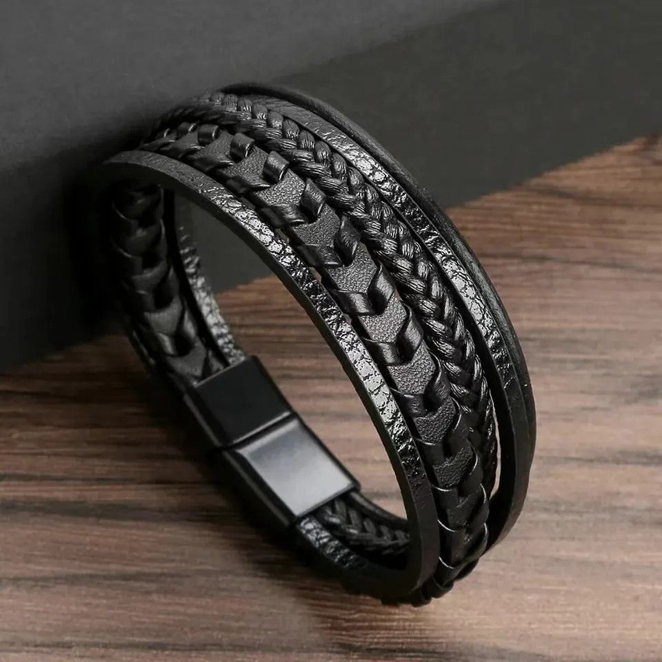Other 3 Pcs Multi Layered Vintage Leather Rope Braided Bracelet Size ONE SIZE - 4 Thumbnail