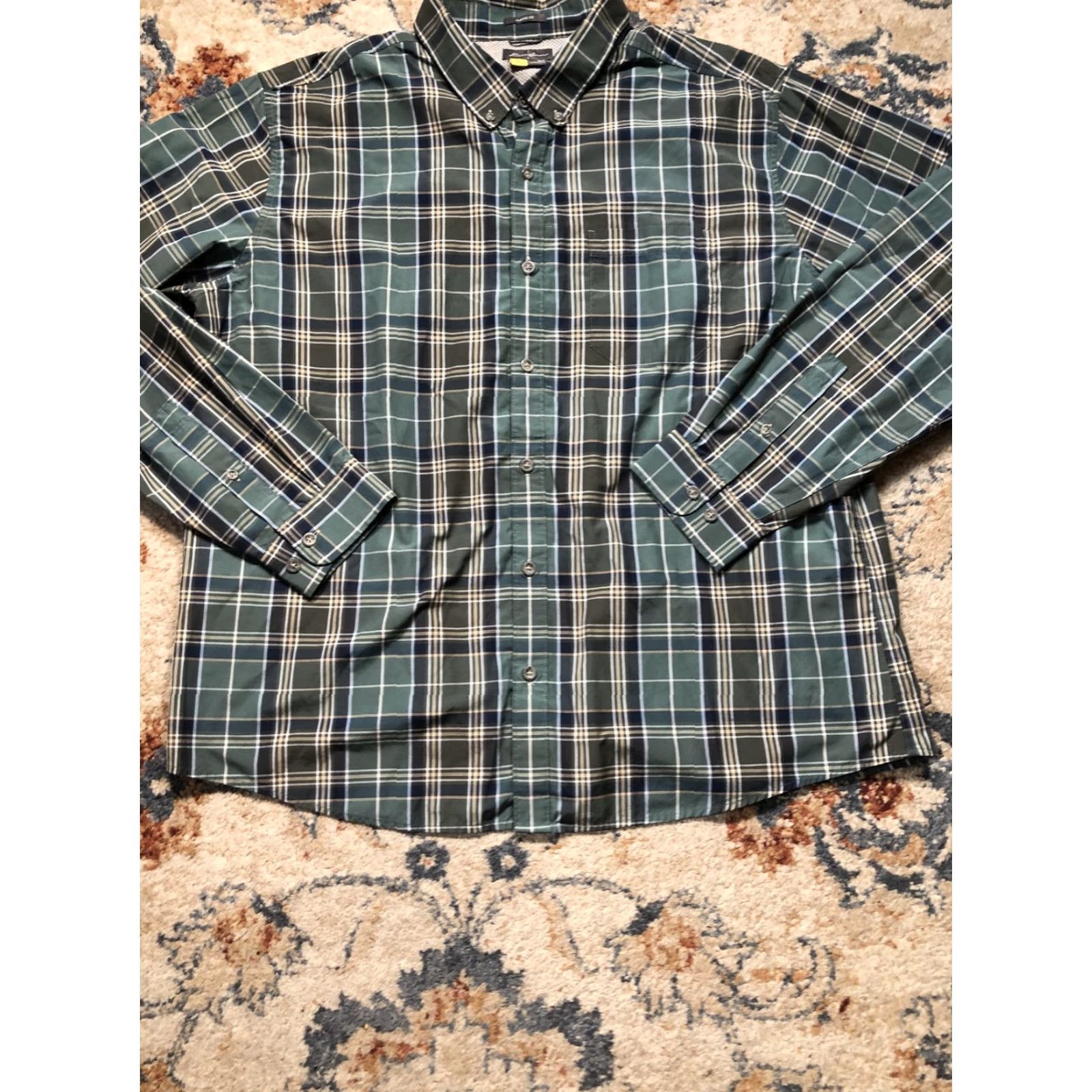 Eddie Bauer Eddie Bauer Shirt Mens 2XL Plaid Button-Down Long Sleeve Classic Fit Green Blue Size US XXL / EU 58 / 5 - 5 Thumbnail