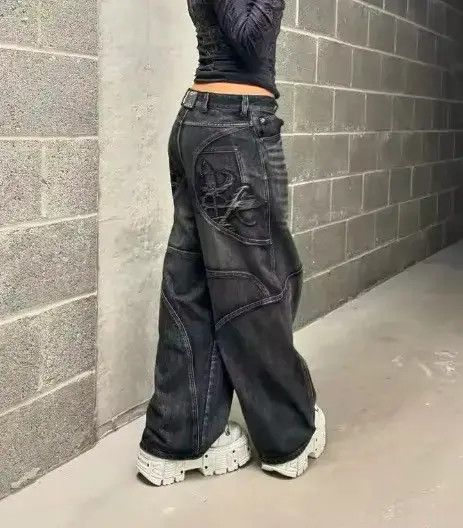 Jean Mitsui x Kumi Retro Washed Black Straight Cut Baggy Jeans Size US 36 / EU 52 - 4 Thumbnail