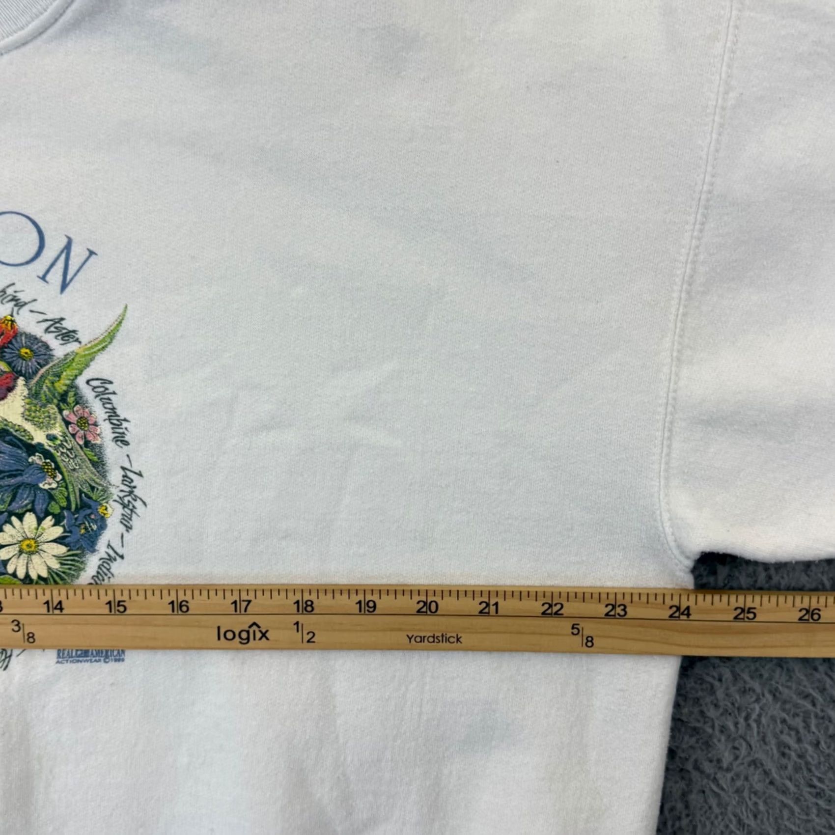 Vintage VINTAGE Real American Sweatshirt Adult Large White USA Logo Graphic Print 90s Folding Sighted Angel Front Back Size US L / EU 52-54 / 3 - 7 Thumbnail