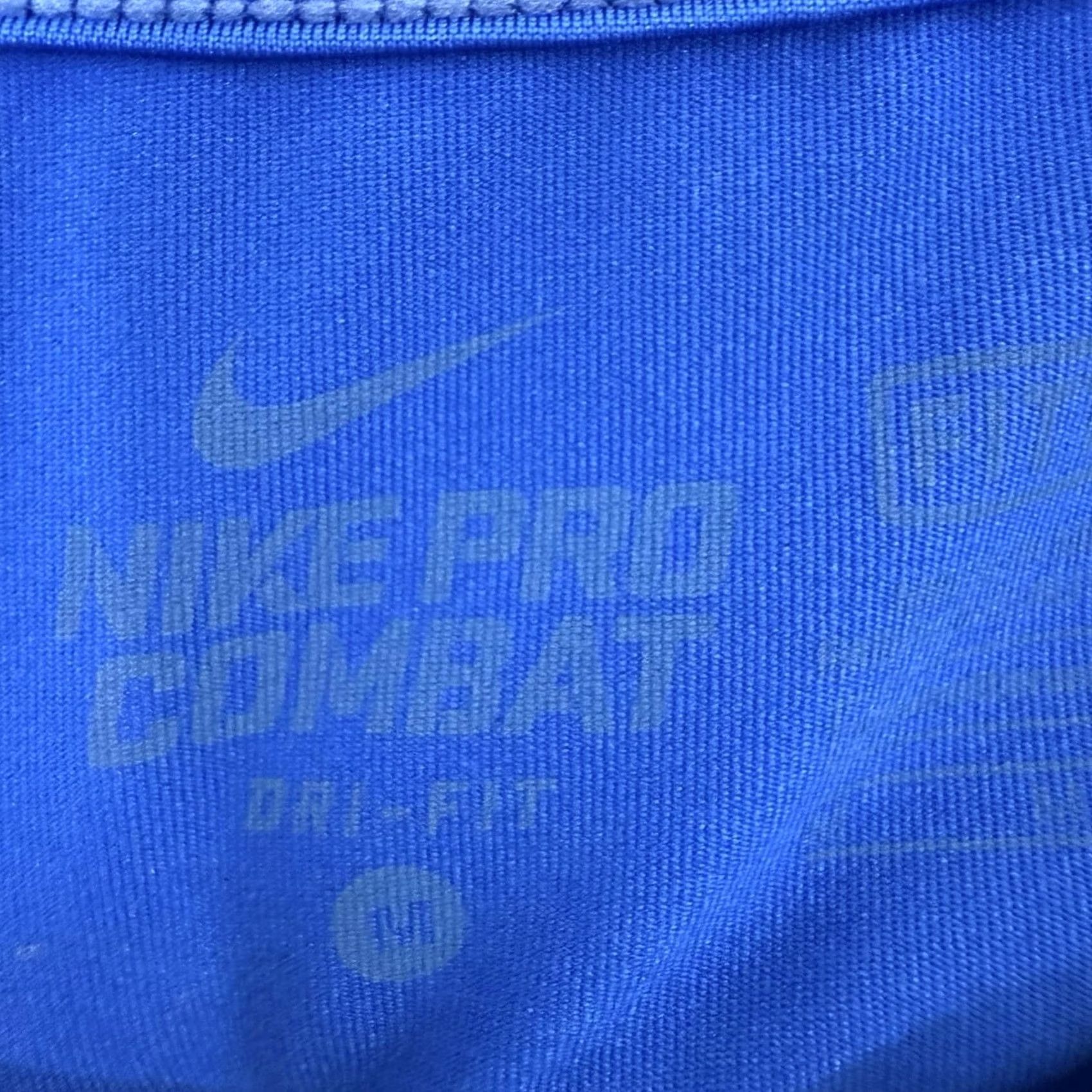 Nike Nike Pro Combat Dri-FIT Long Sleeve T-Shirt Mens XL Blue Solid Mock Neck Pullover Logo Performance/Activity Gym & Training Runs Size US XL / EU 56 / 4 - 4 Thumbnail