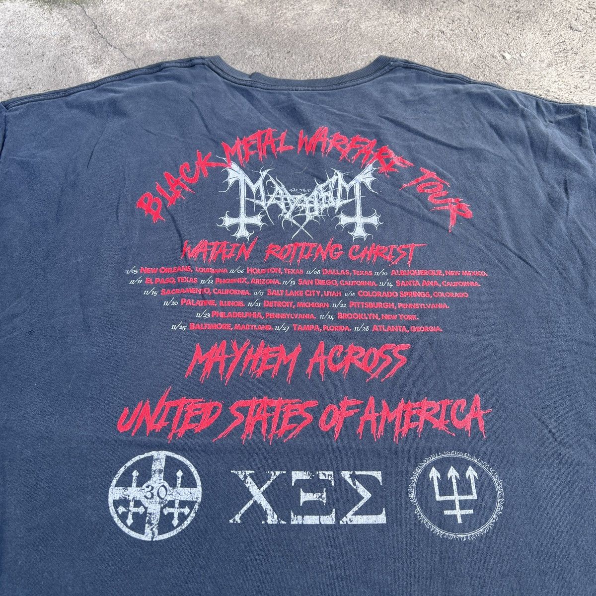 Band Tees Mayhem Black Metal Tour Tee 3XL Faded Distressed Oversized Size US XXL / EU 58 / 5 - 14 Thumbnail