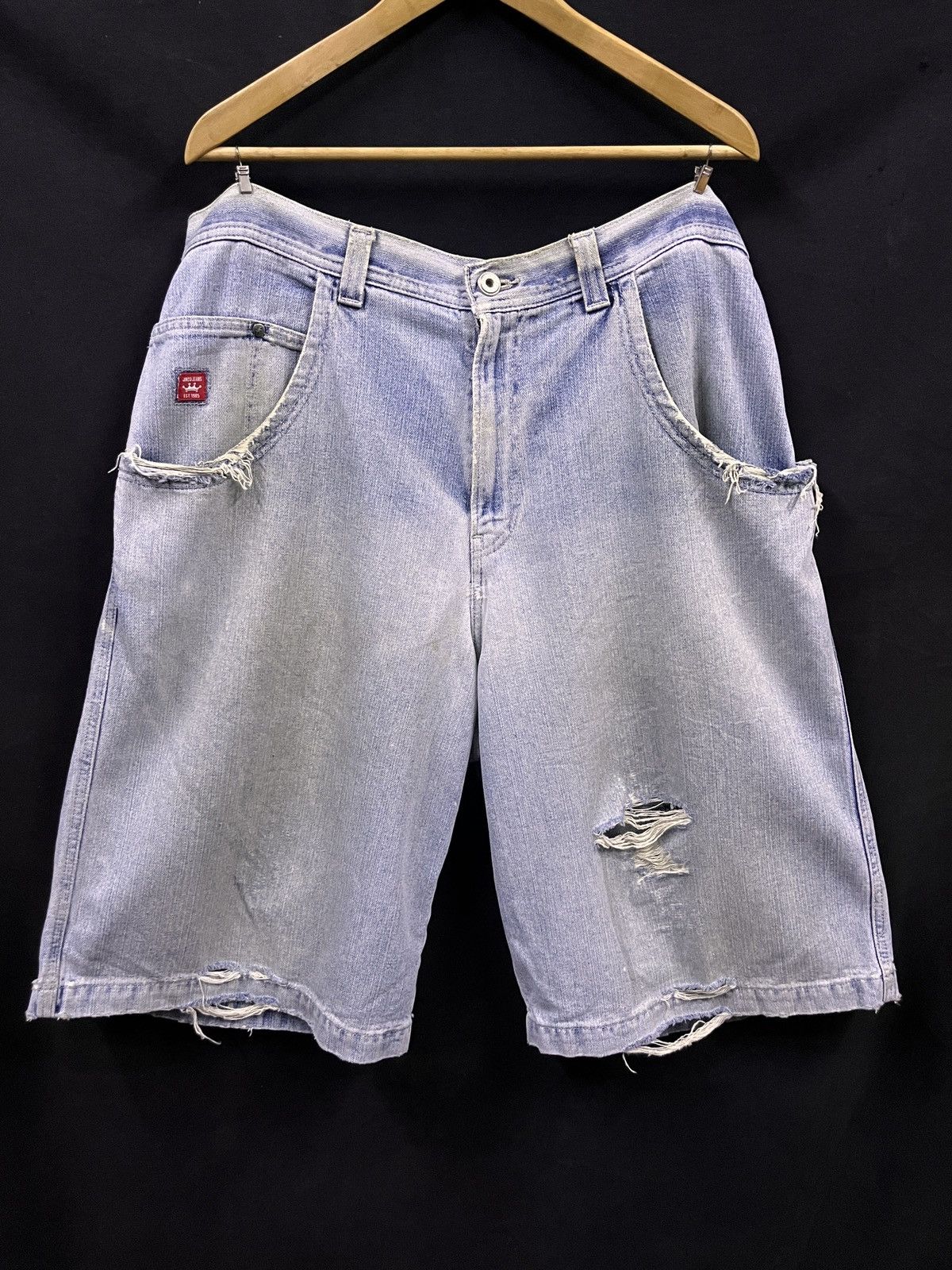 JNCO RARE‼️ VINTAGE JNCO JEANS FLAME EMBROIDERED JEANS JORTS Size US 39 - 10 Thumbnail