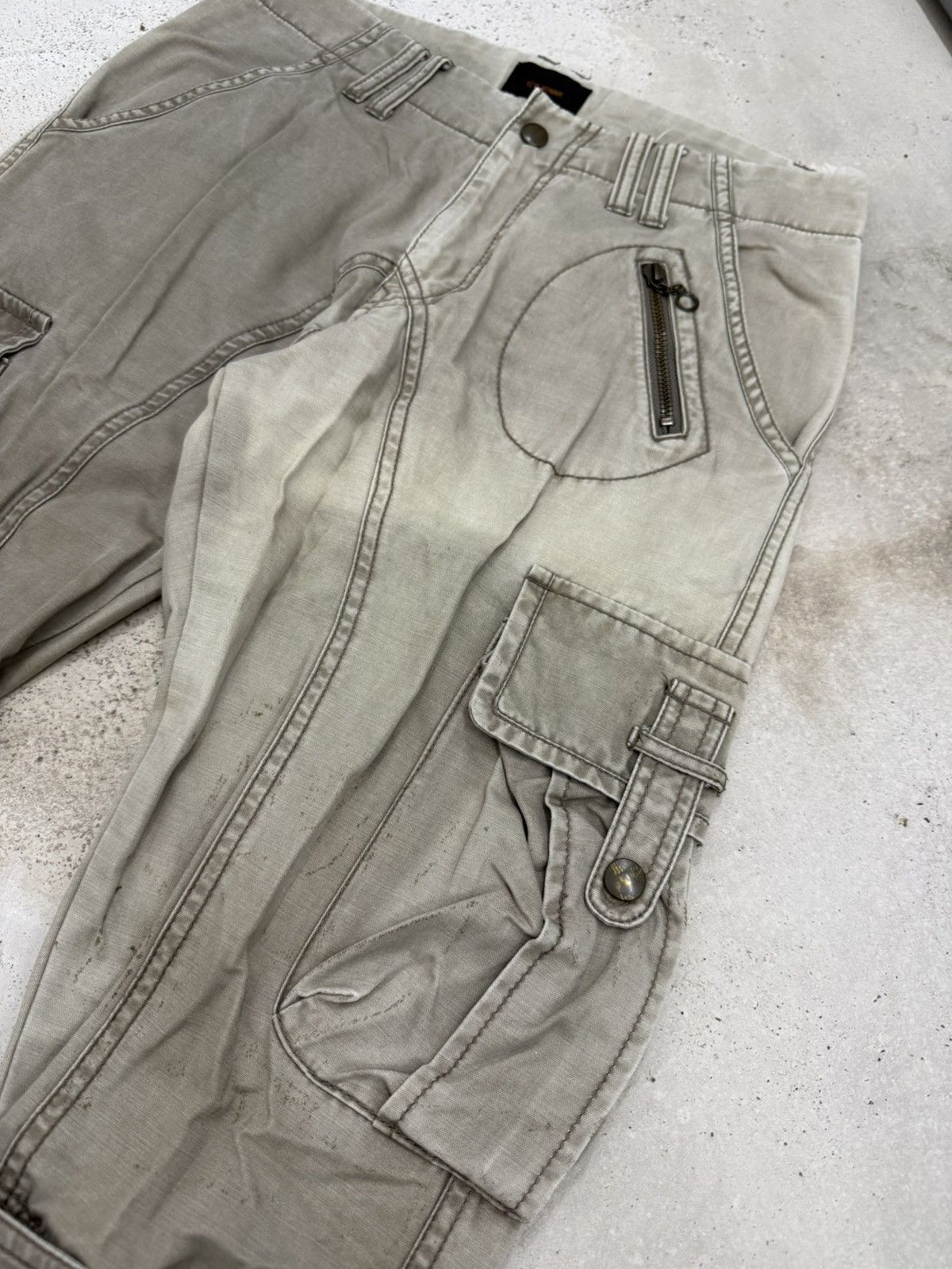 Issey Miyake × Tete Homme Tete Homme Japan Two Tones Faded Bondage Cargo Flared Pants Size US 30 / EU 46 - 6 Thumbnail