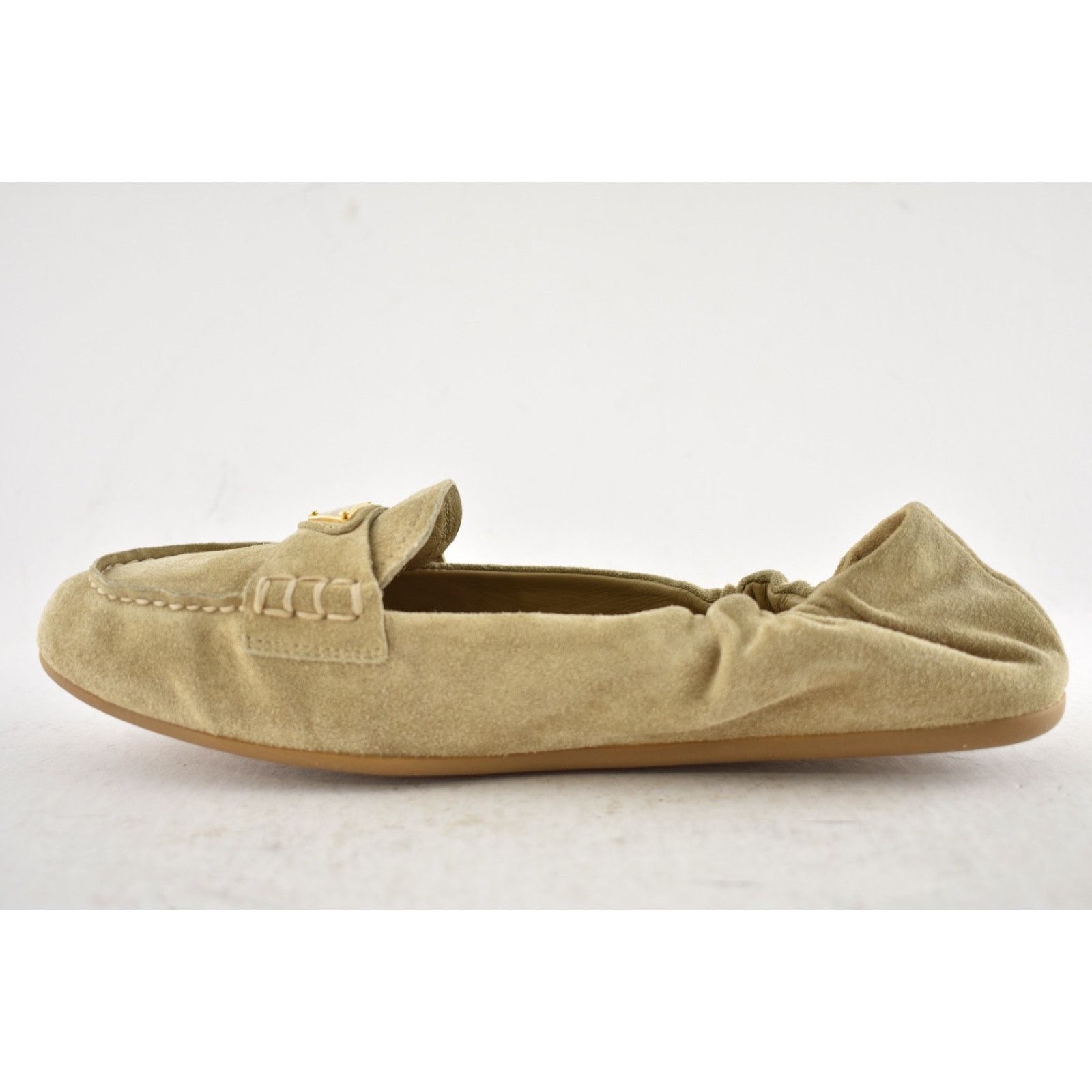 Prada Prada Ecru Beige Suede Logo Scrunch Loafer Flat 38 Size US 8 / IT 38 - 16 Thumbnail