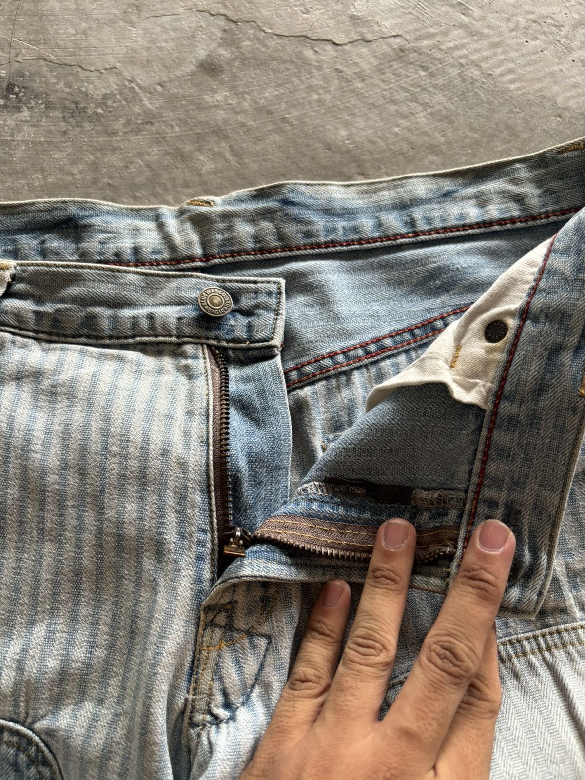 Japanese Brand BLUE WAY HICKORY STONE WASHED FADE JAPANESE HARAJUKU STYLE Size US 35 - 4 Thumbnail